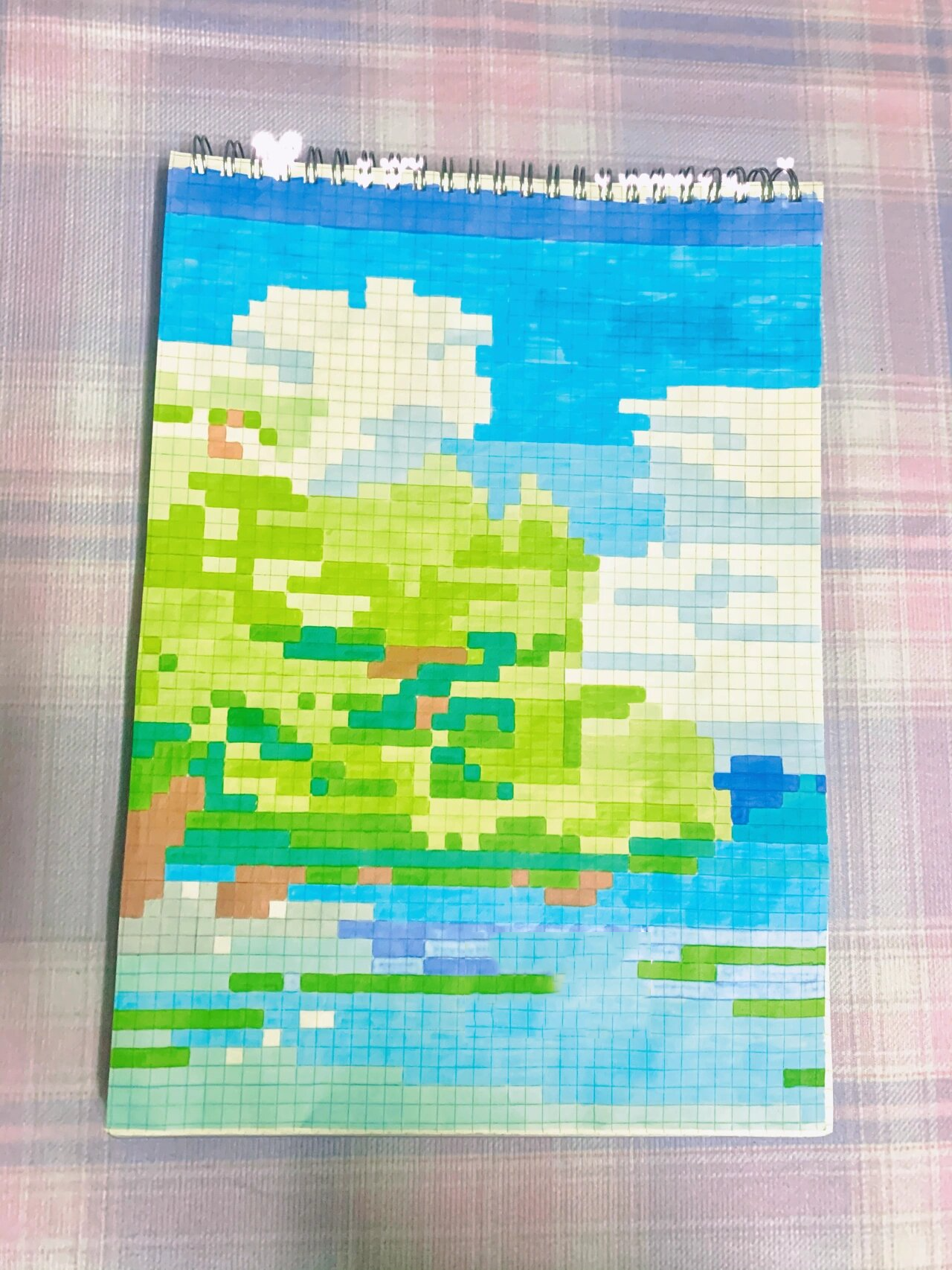 像素风景画 蓝天白云晴空万里