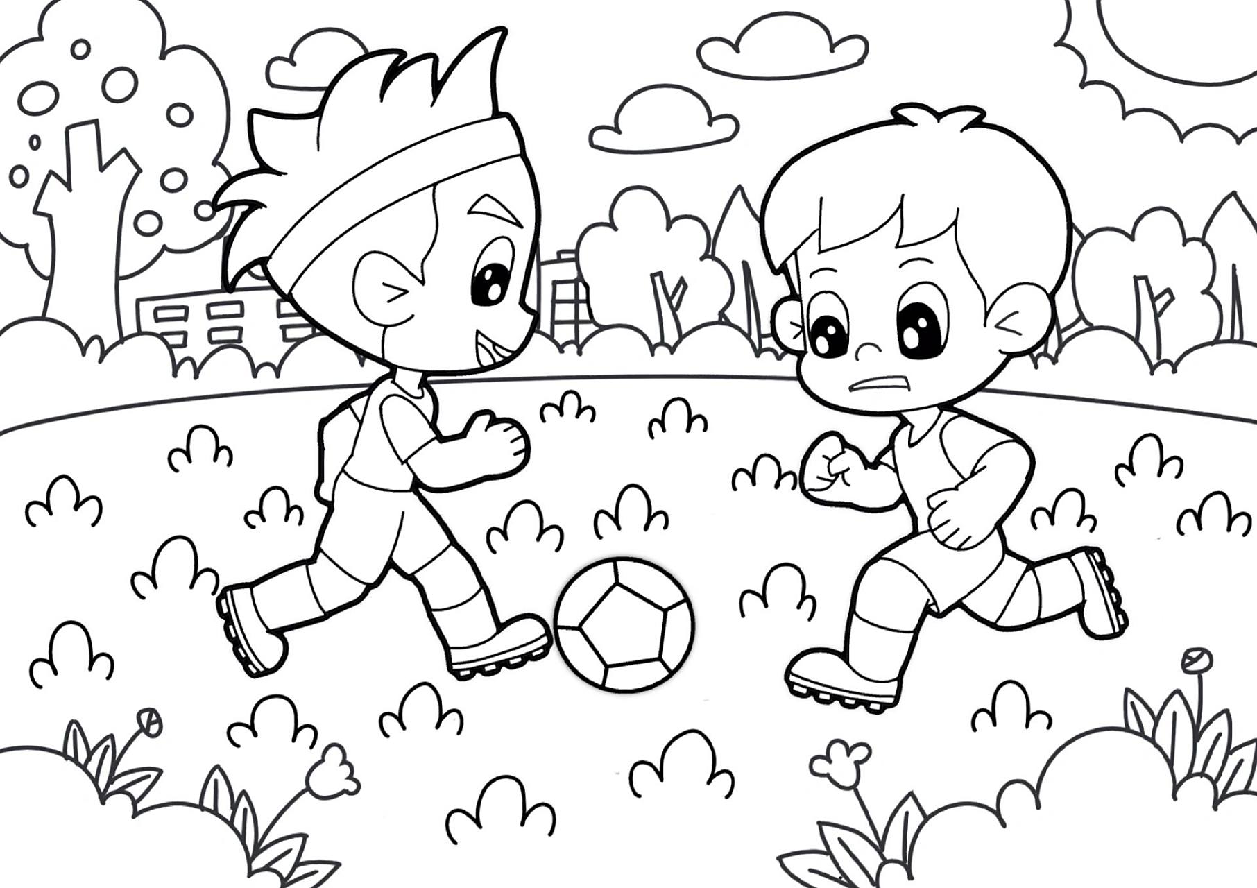 儿童主题画《踢足球》步骤图