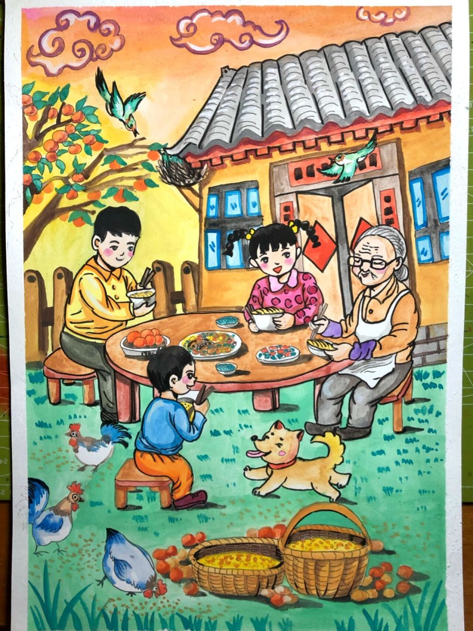 水彩儿童画农家乐 命题水彩儿童画农家乐