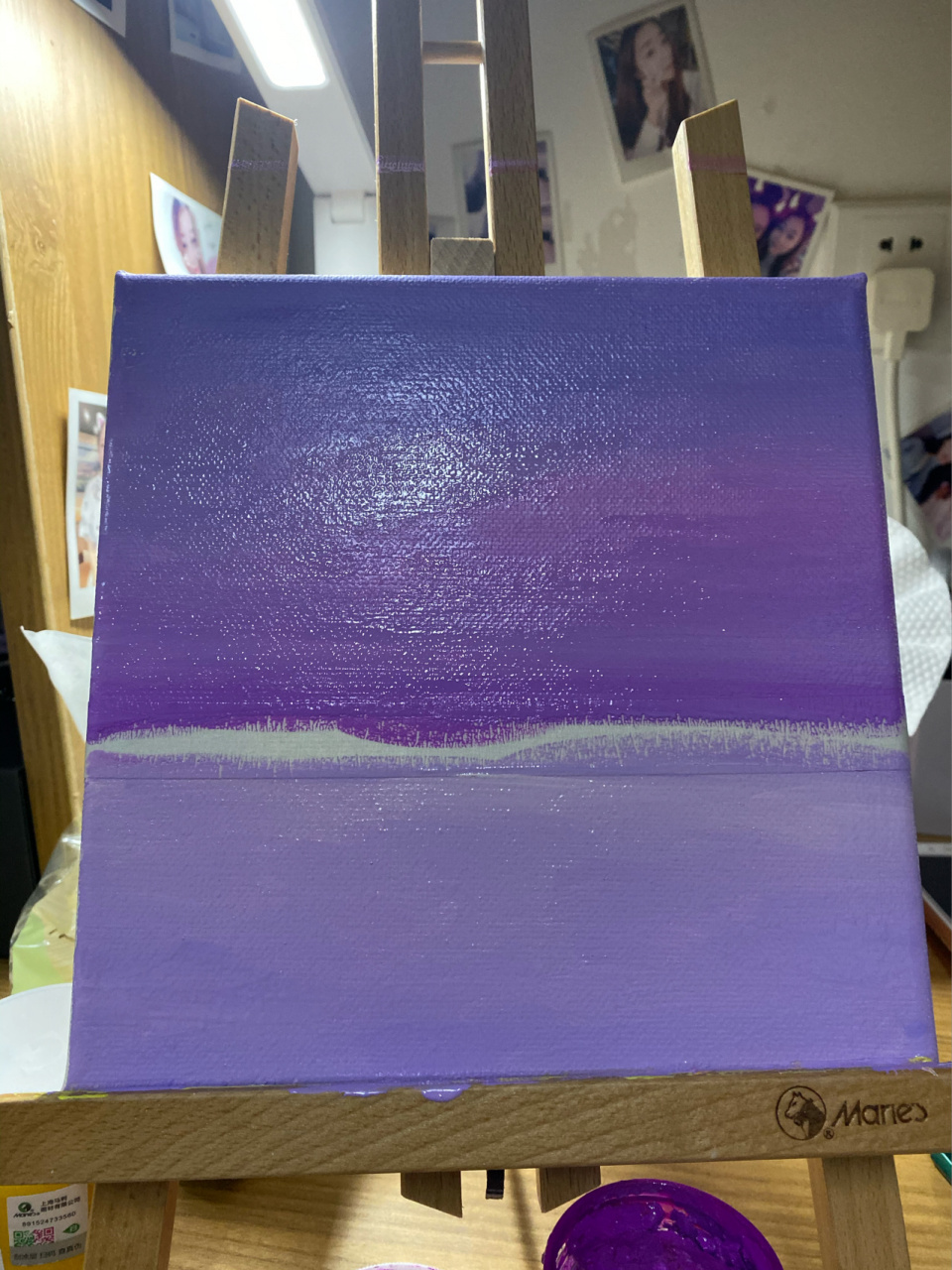 水粉画丙烯画,星空,紫色系,简单入门基础 如果云层是天空的一封信06