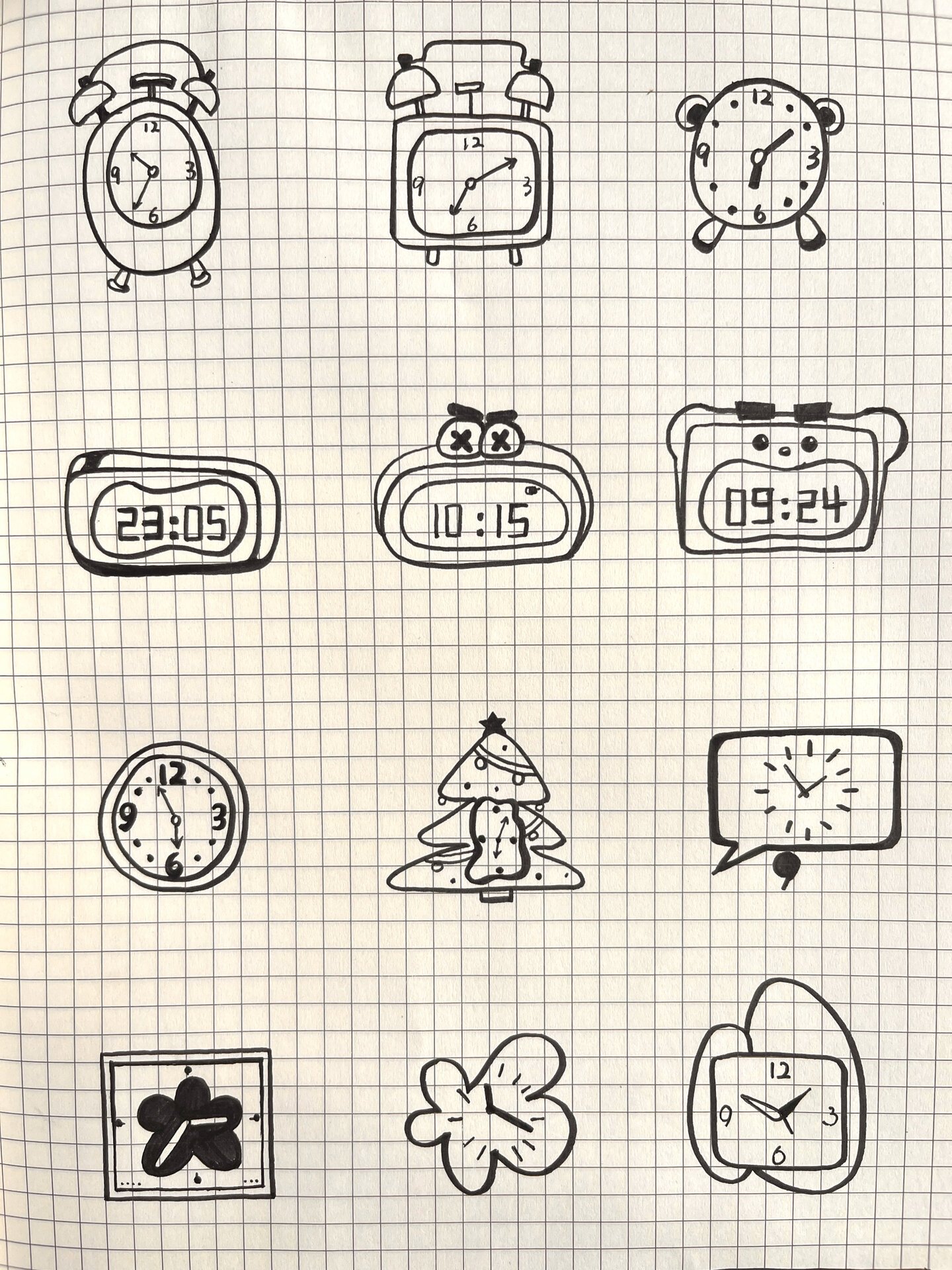 手帐素材:可爱闹钟74