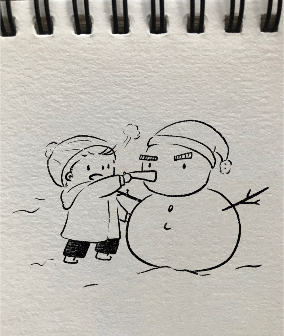 雪地堆雪人简笔画图片