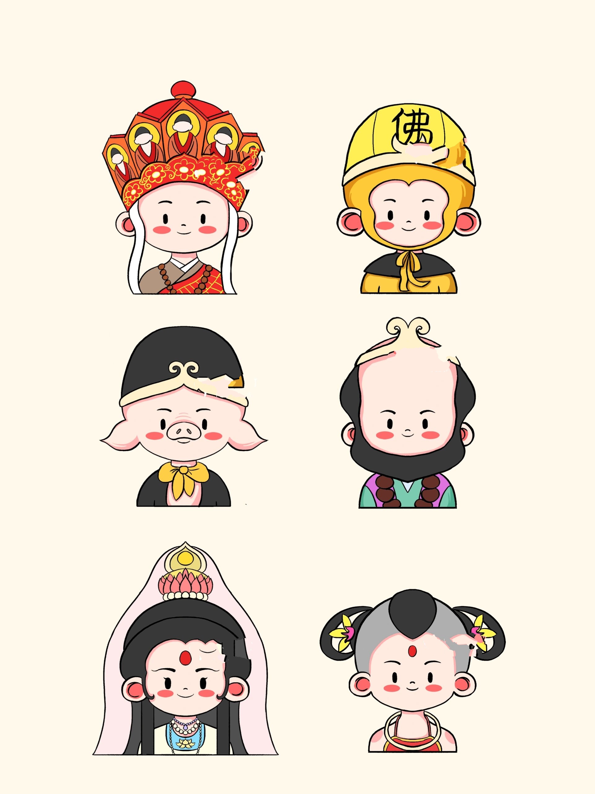 卡通简笔风|q版西游记新增两位成员