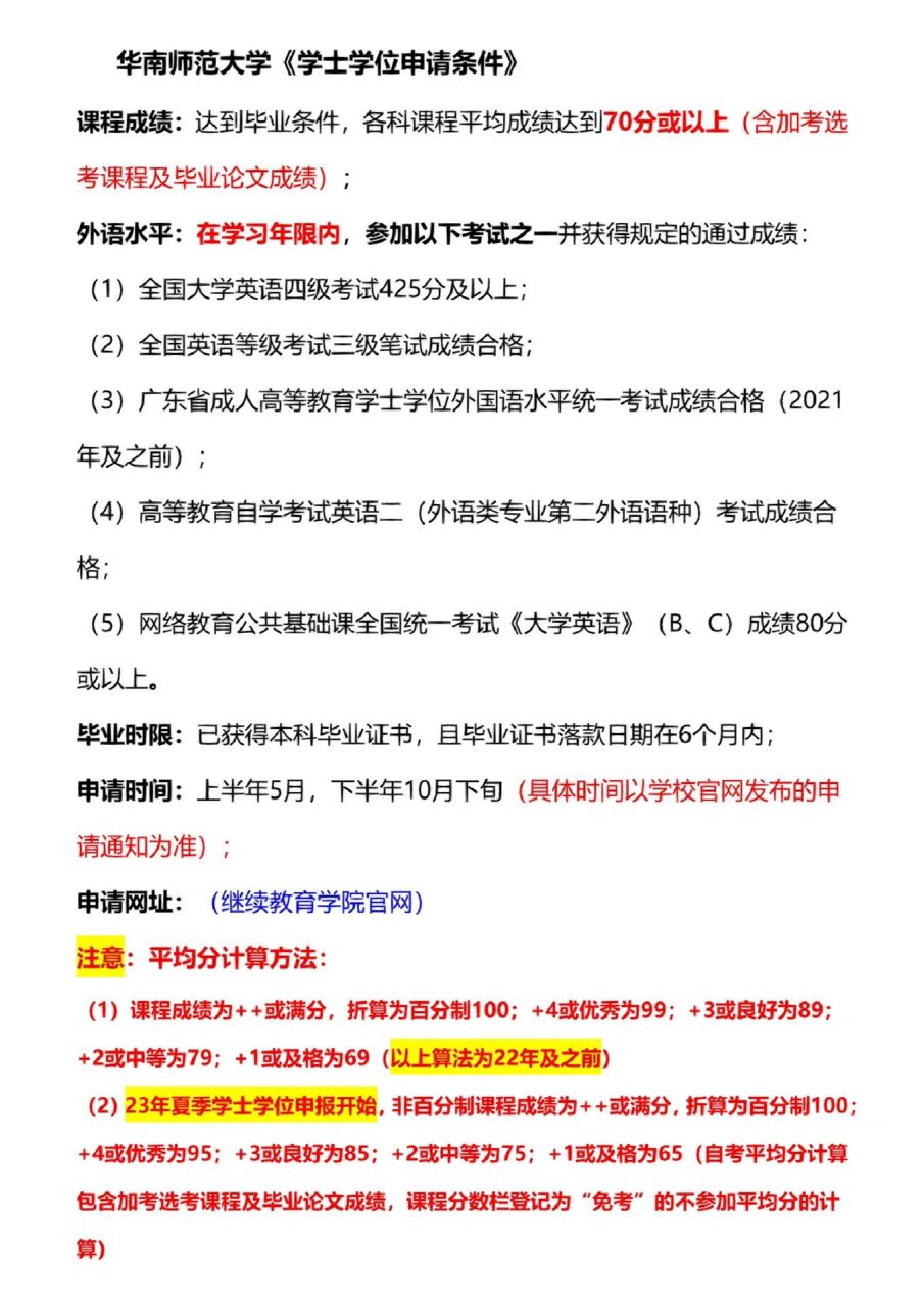 华南师范大学自学考试学士学位条件 华南师范大学《学士学位申请条件