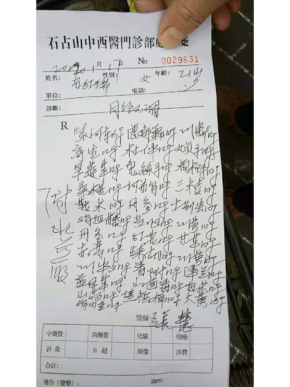 中药处方分享 这是两年前朋友治疗月经不调的处方,当