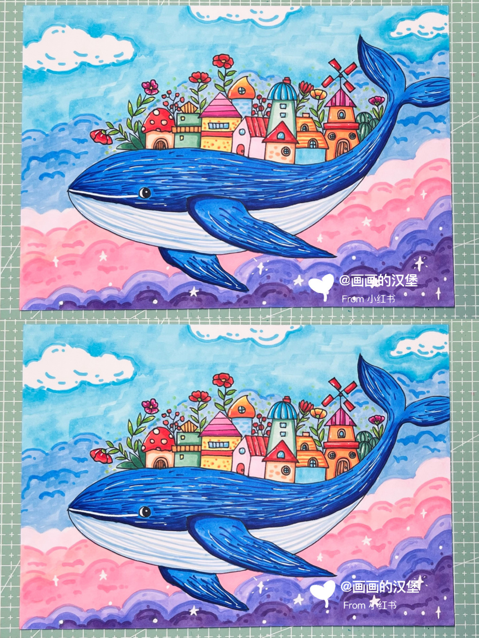 马克笔儿童画-鲸鱼            马克笔