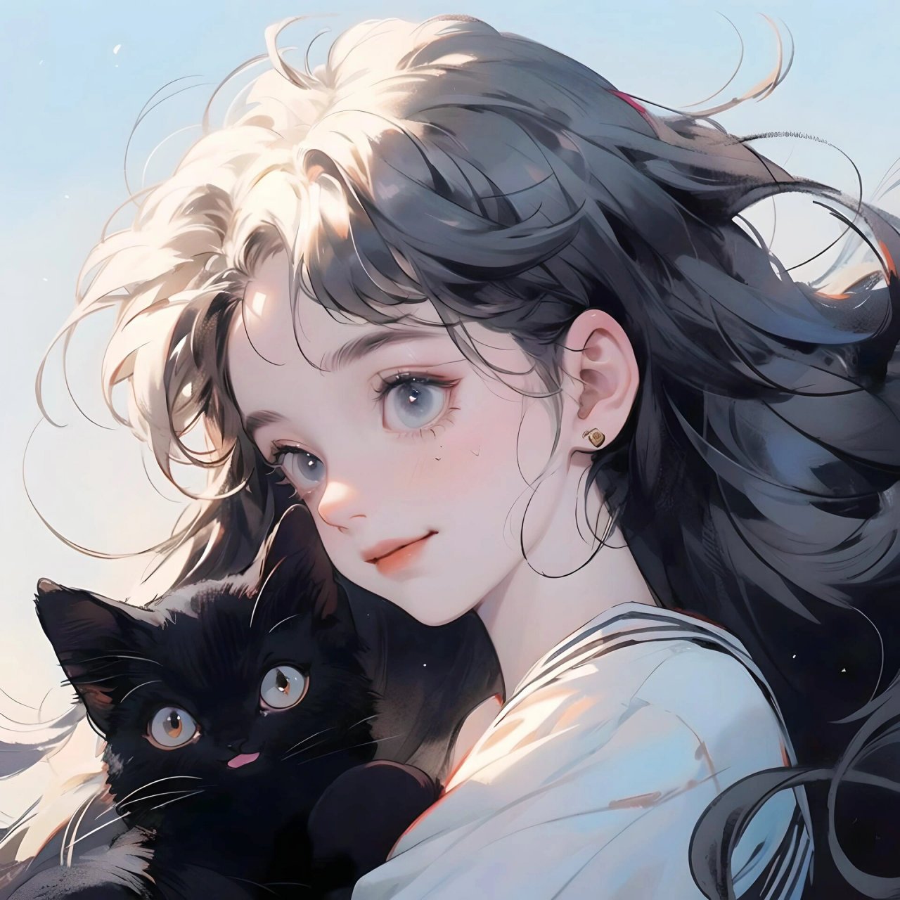 抱猫少女 #日常碎片plog# #笔记灵感# #夏日滤镜# #动漫女生头像