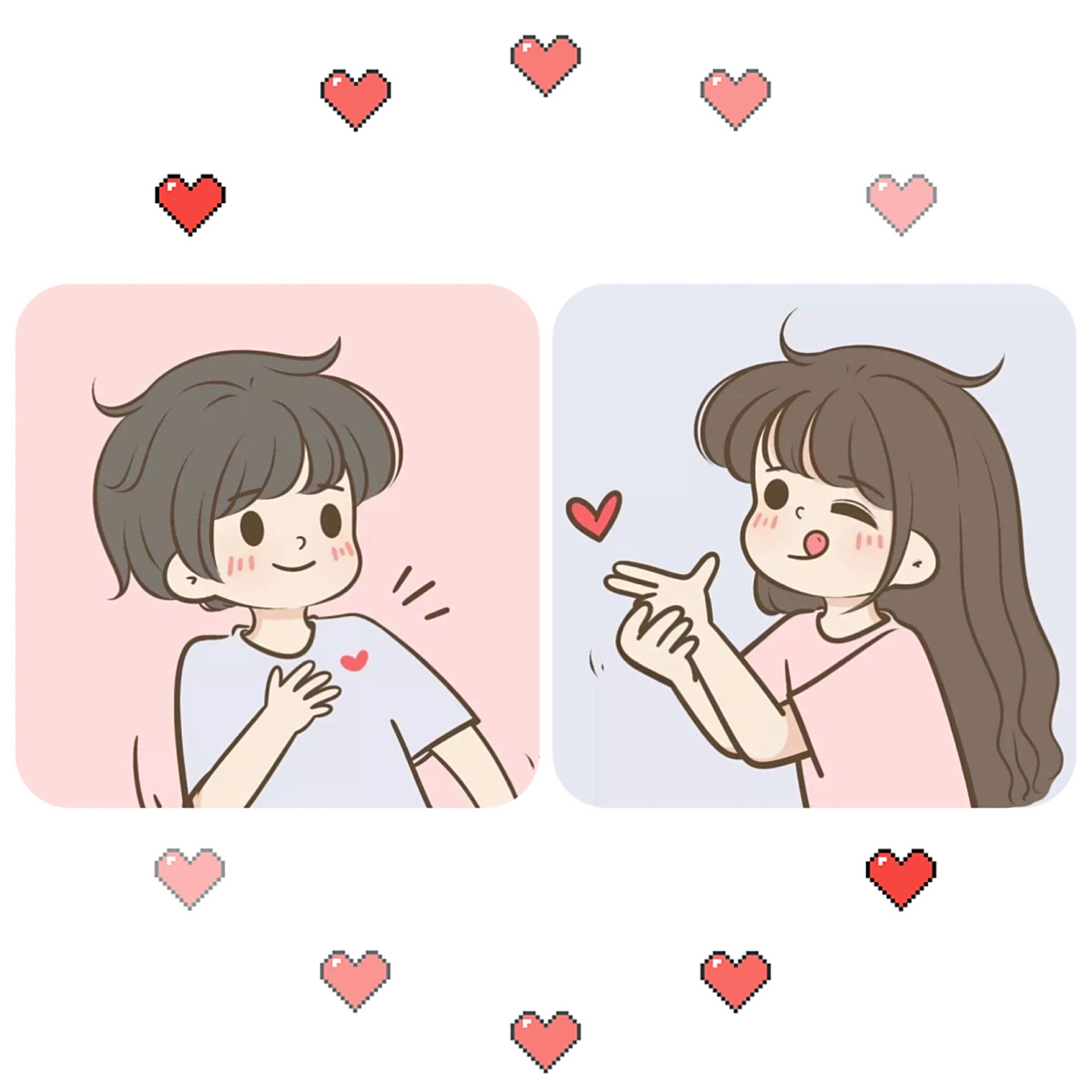 情侣头像可爱卡通人物一男一女 情侣头像