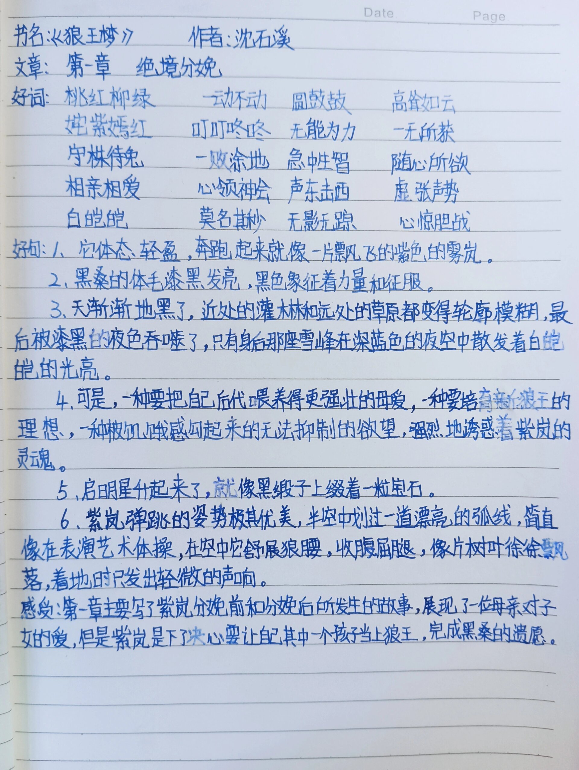 《狼王梦》读书笔记 第一章 绝境分娩