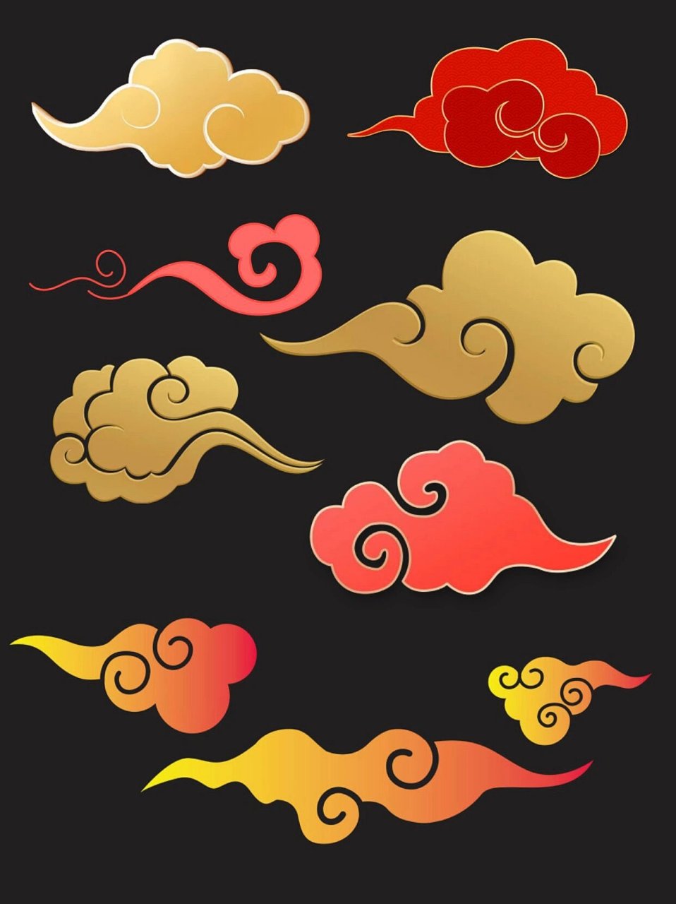 国风古风传统祥云☁️花纹图案|免抠素材分享 大家晚上好吖