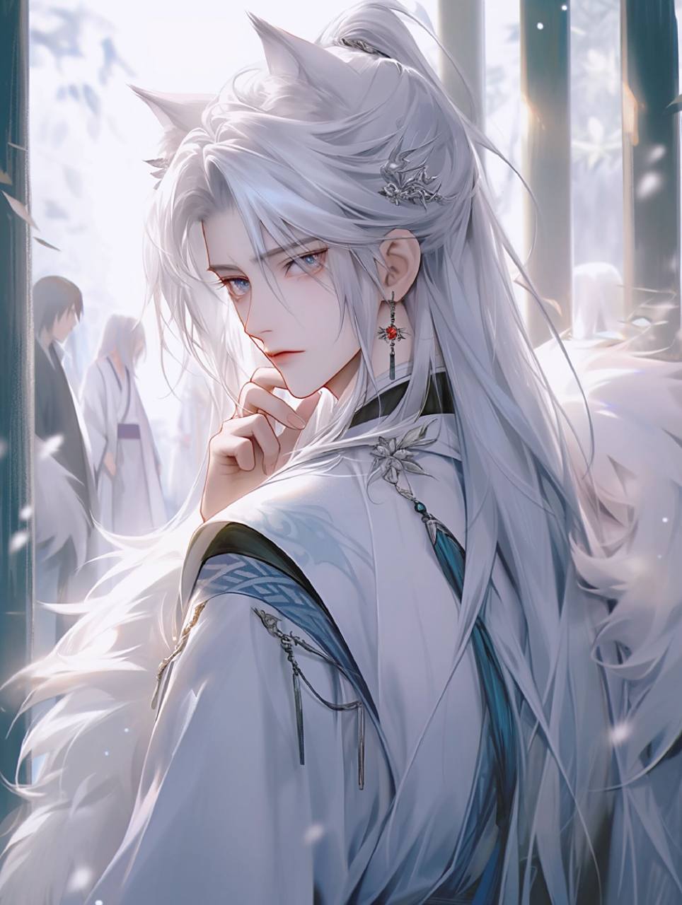 白毛控·古风白发男生头像