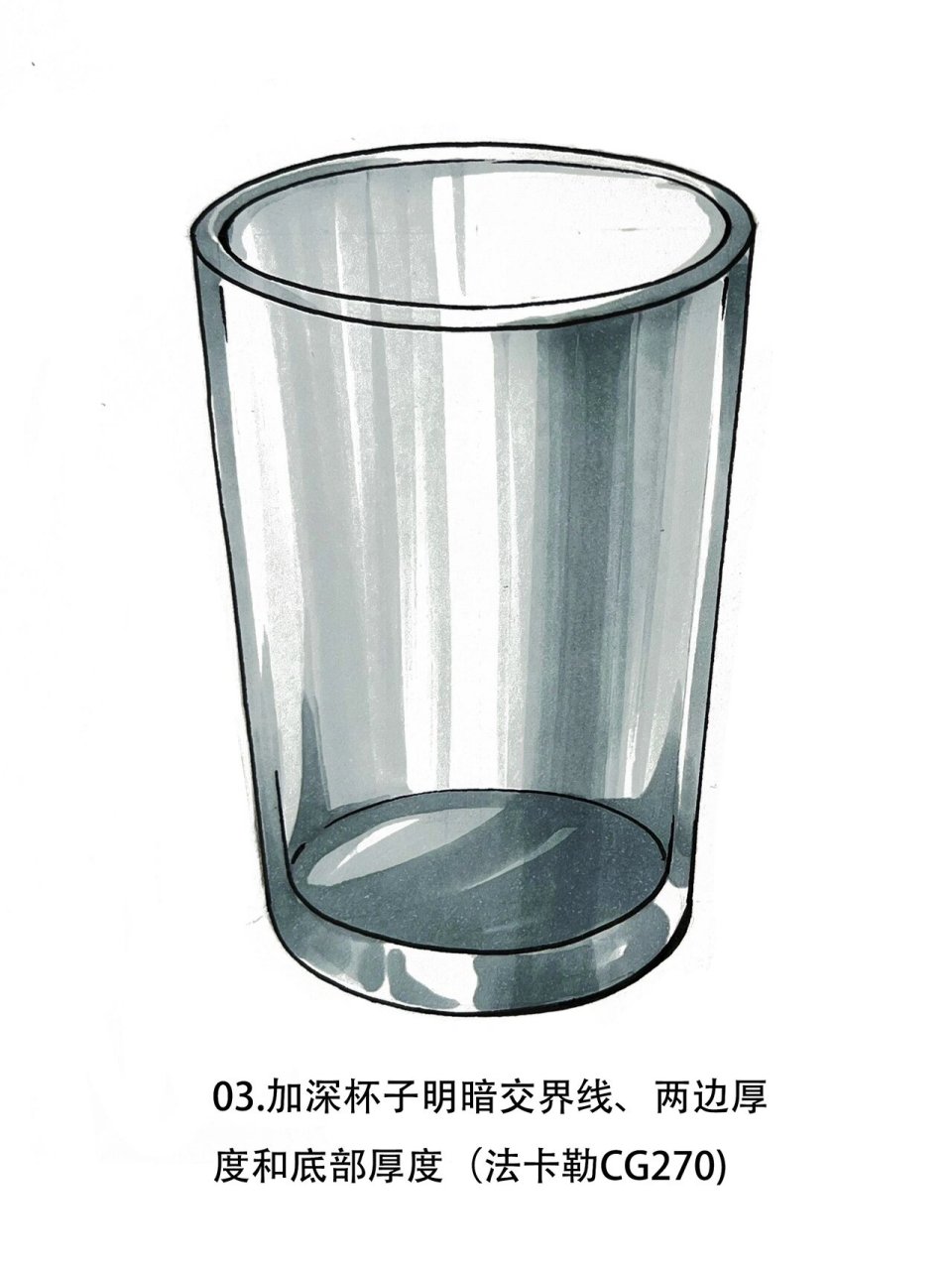 🌟分享玻璃材质的作画步骤,玻璃以及透明材质在产品快题中比较常用