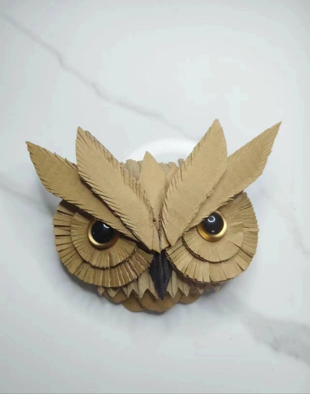 纸板( 纸壳)猫头鹰,分享步骤 在上一个的基础上进行了优化,眼睛采用了