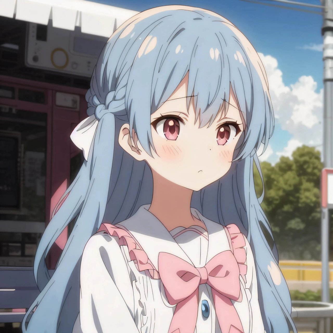 动漫女孩——蓝发粉瞳篇(头像)