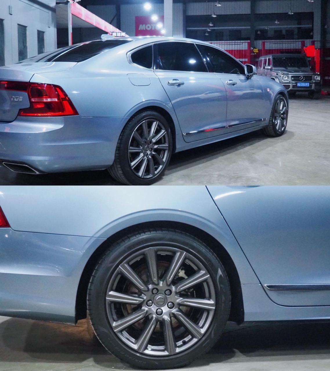volvo s90杠体矫正喷漆及轮毂改色.