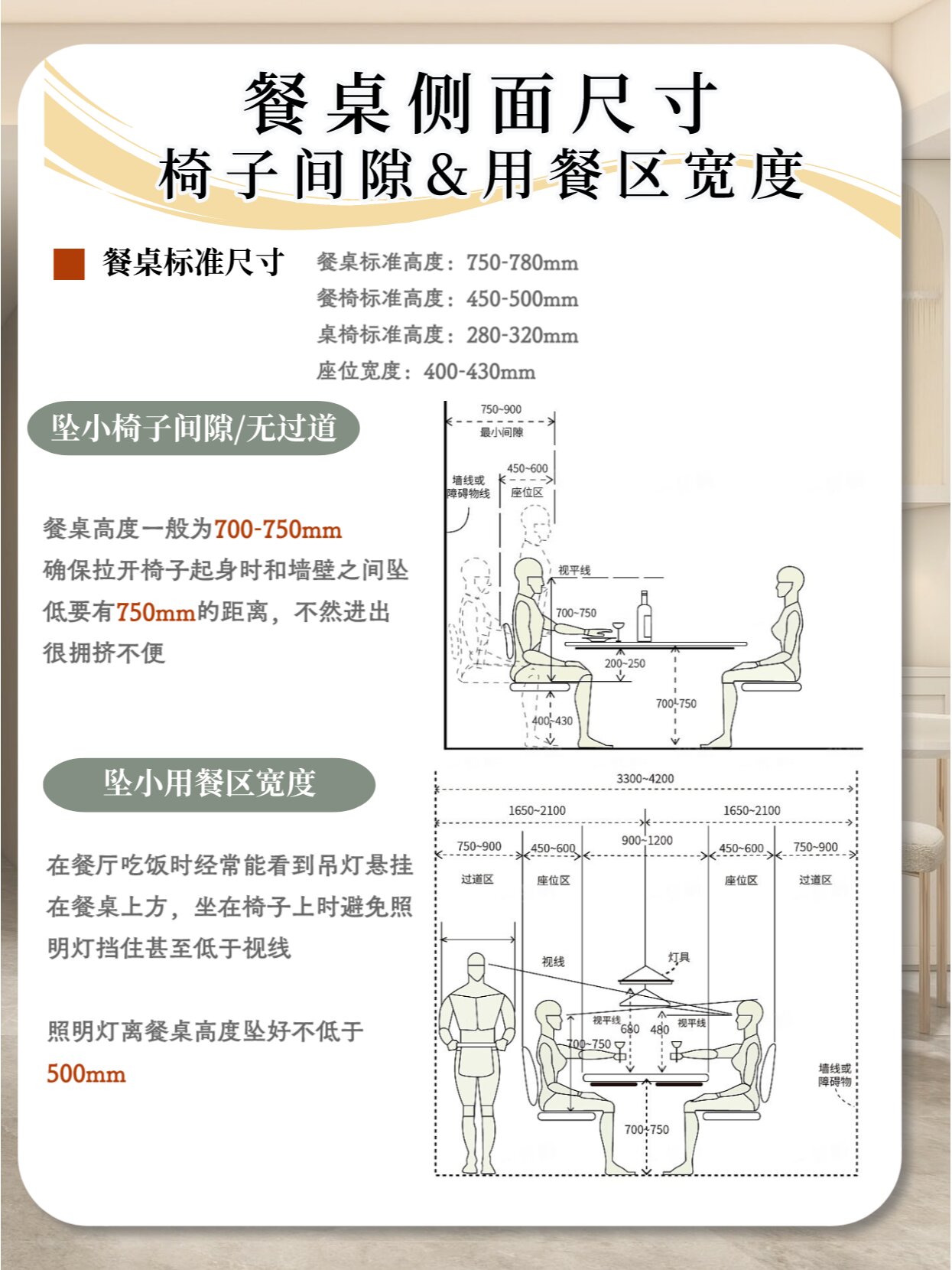 装修干货75六款餐厅餐桌详细尺寸 布局分布