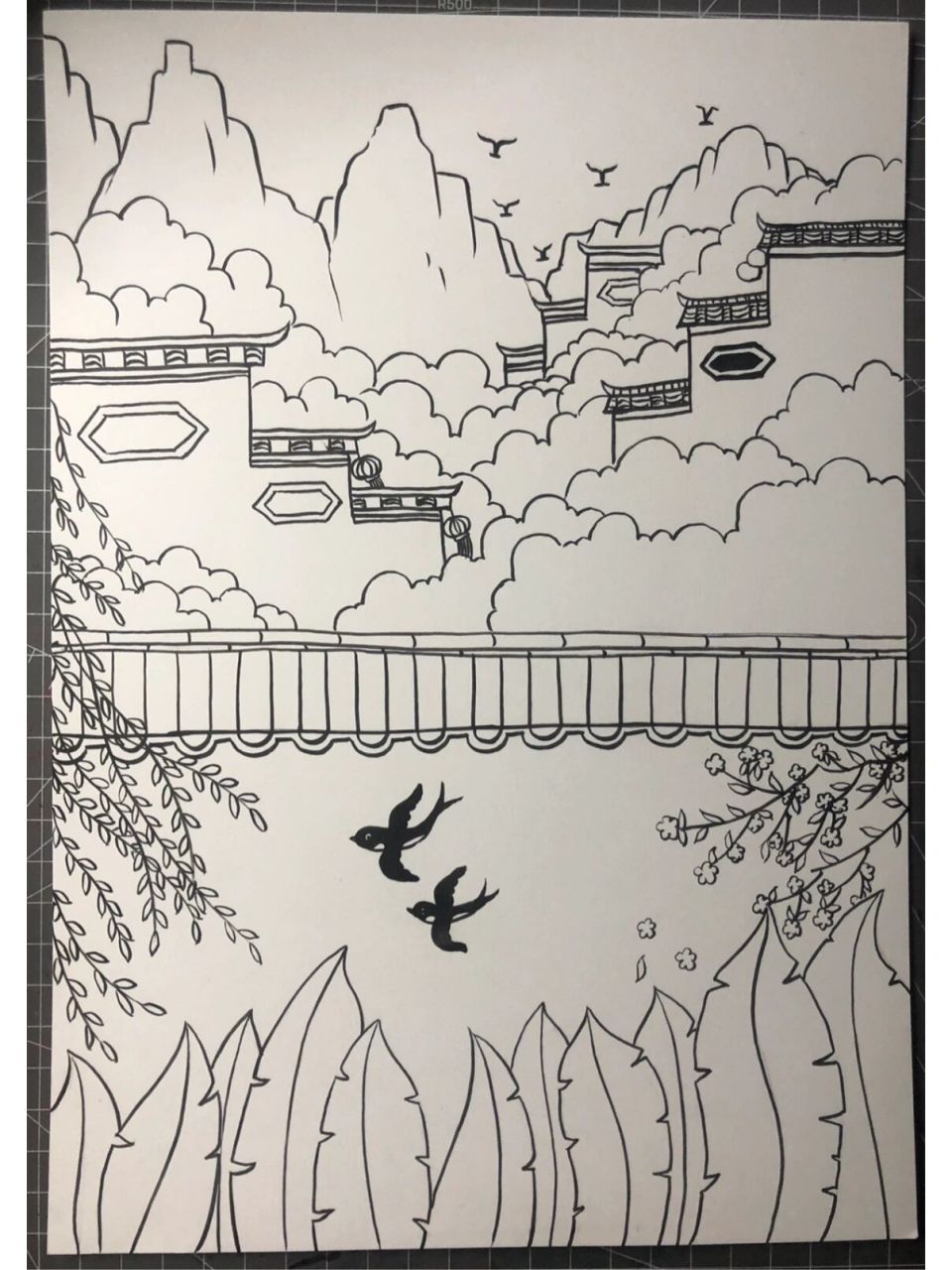 诗配画手抄报素材 古诗配画【咏柳】    .感谢05