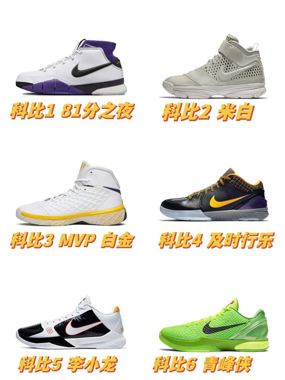 nike系的大合集,评论区都买过科比几代呢?