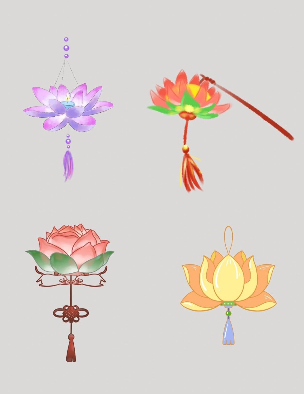 94古风莲花灯免抠素材分享png 莲花灯形似莲花,给人一种温暖的感觉