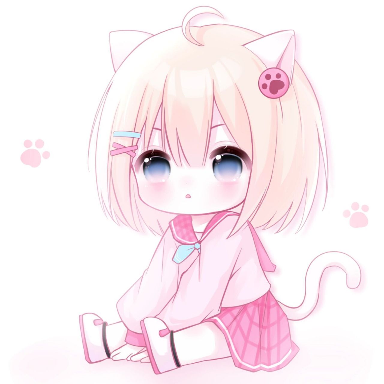 摸鱼分享 好久没画qq人了,画了jk妹不太会调色不要二改商用我的图二转