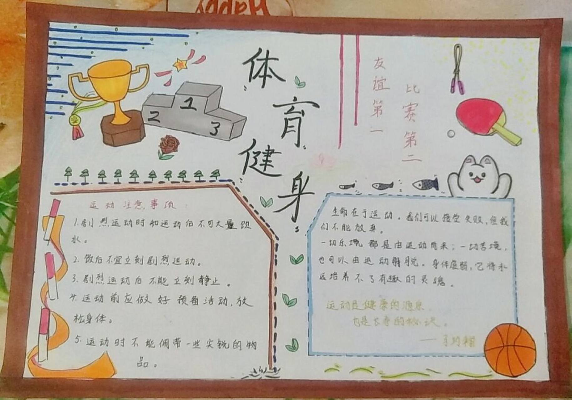 体育健身手抄报～ 全原创