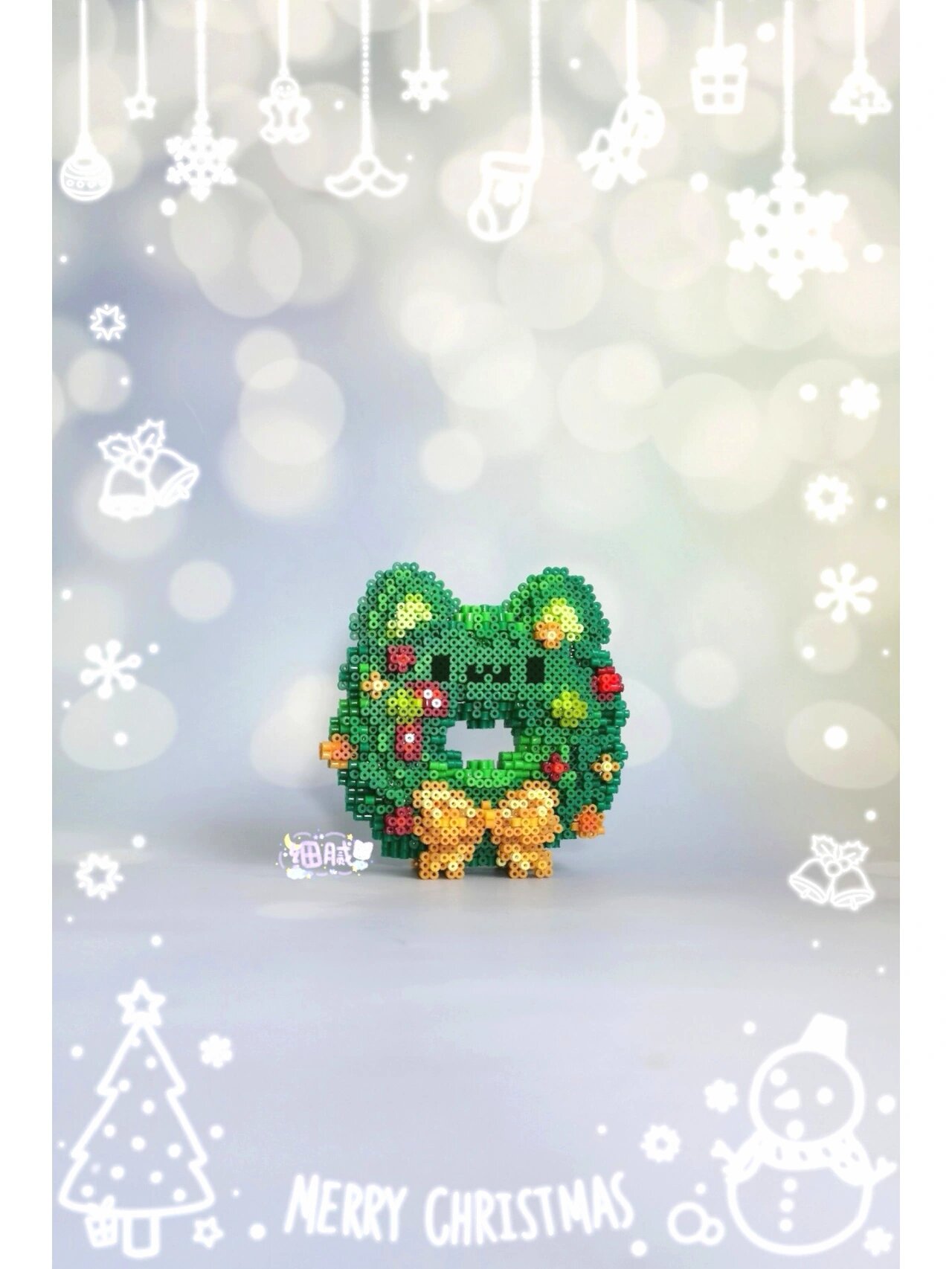 圣诞猫猫花环内附图纸