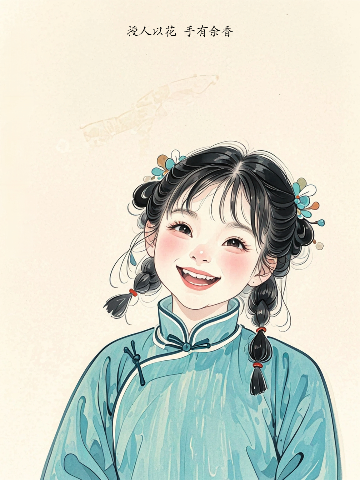 会因此而黯然失色旁白 人物形象可爱小女孩头像国画图片国画图片卡通