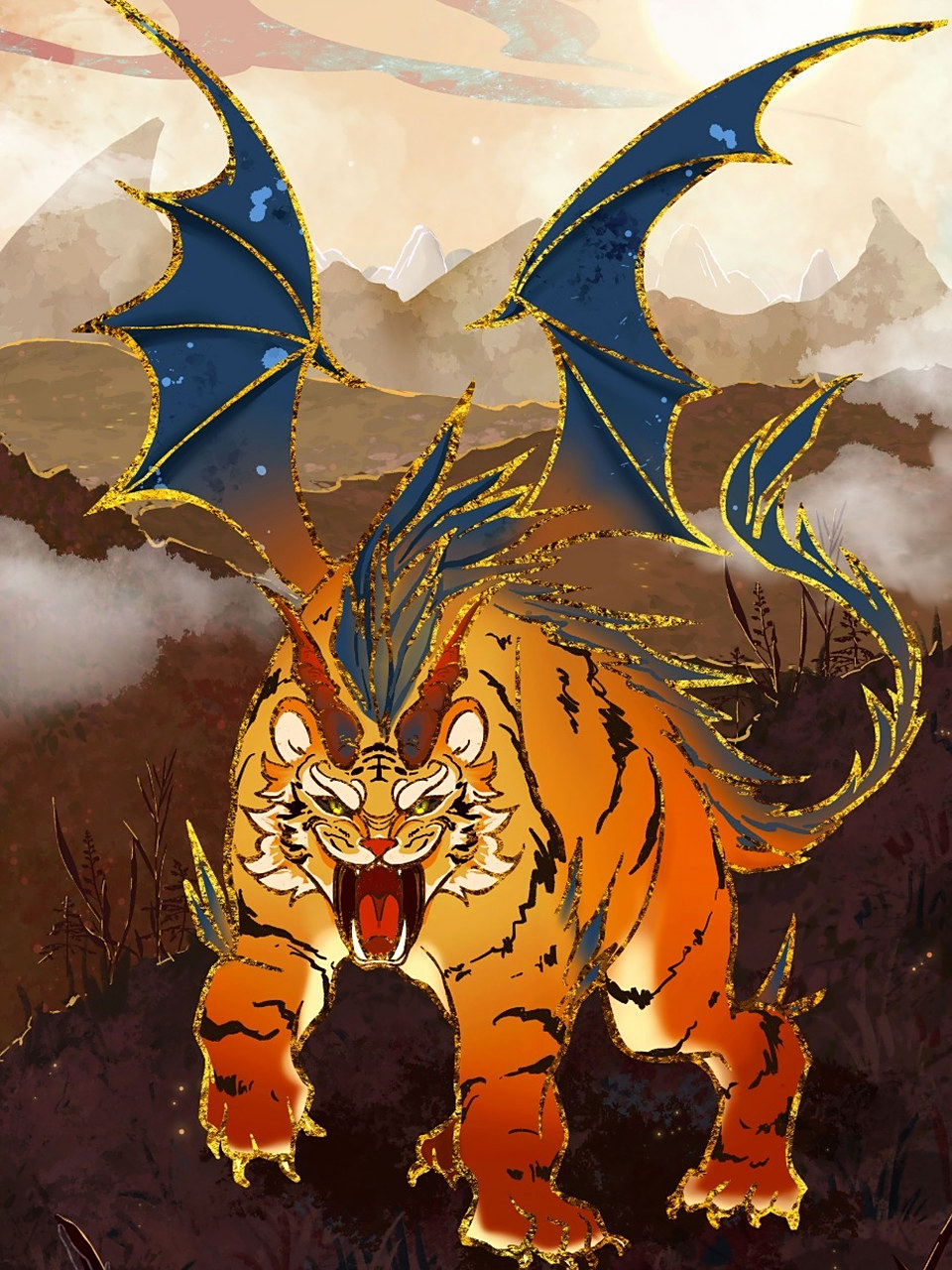 【原创插画】山海经·异兽|穷奇 档案 山海经|穷奇篇 (原创插画,禁二