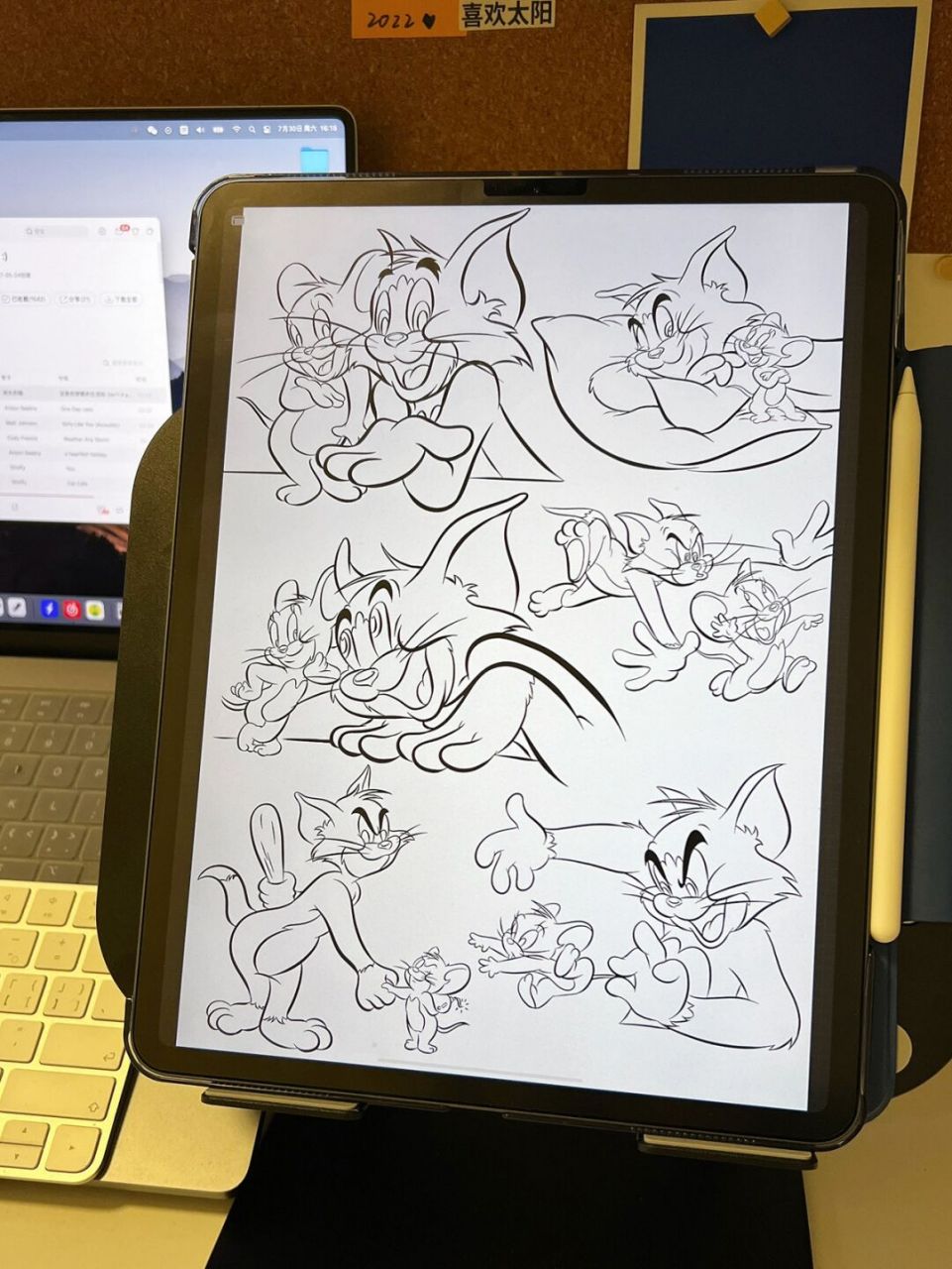 跟着迪士尼手稿学线条 很喜欢汤姆和杰瑞 所以画了一组线稿 学习