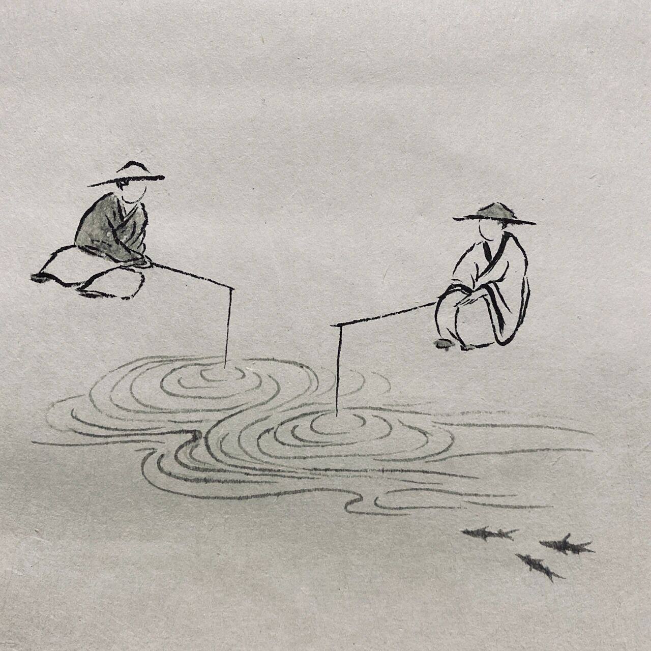 山水画 点景人物 一组山水画小人,工作日,闲暇时间来摸个鱼喝个茶