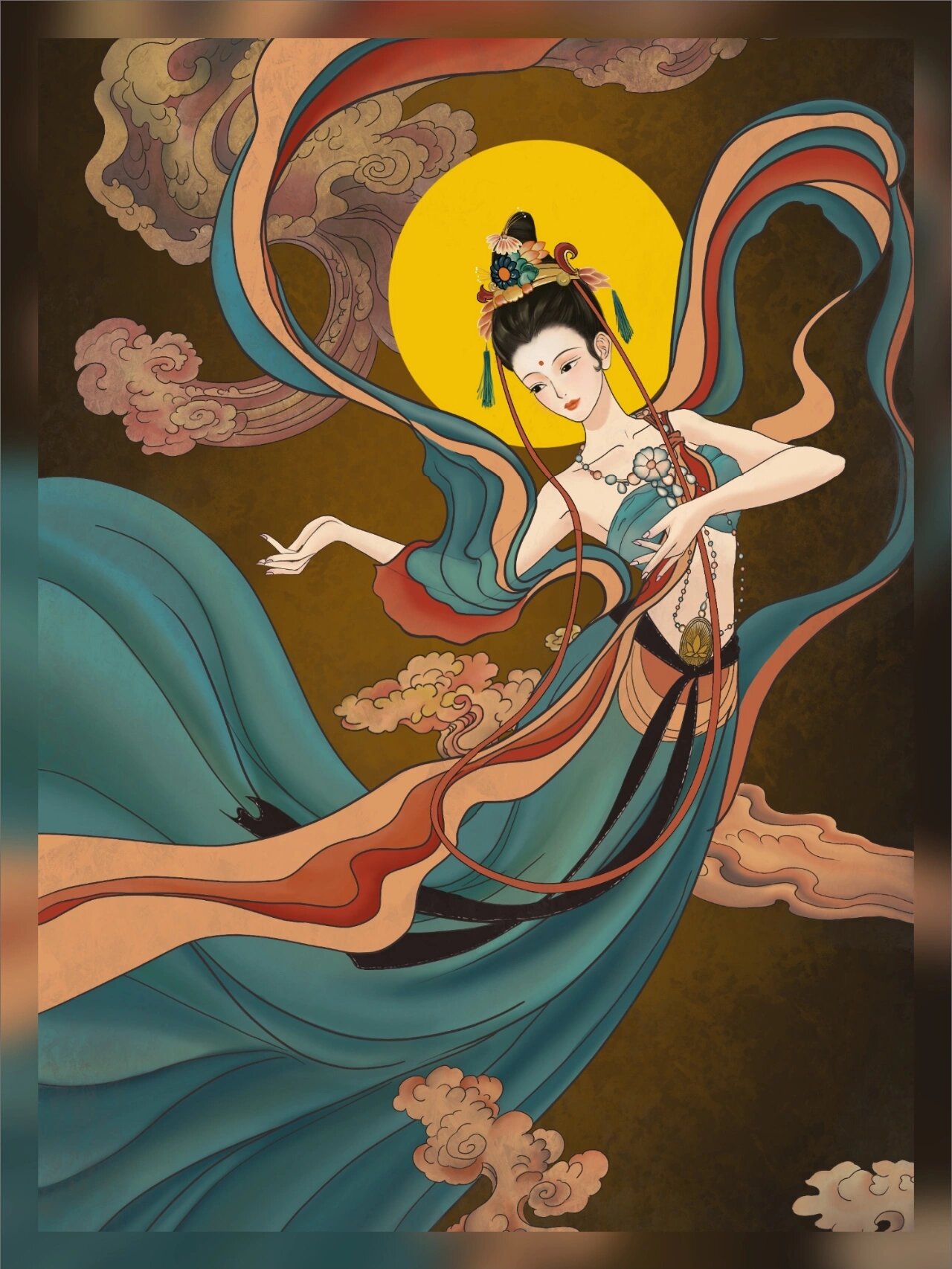 插画分享 | 敦煌风飞天少女 (21) 94"飘飘九霄外,下视望仙宫"94