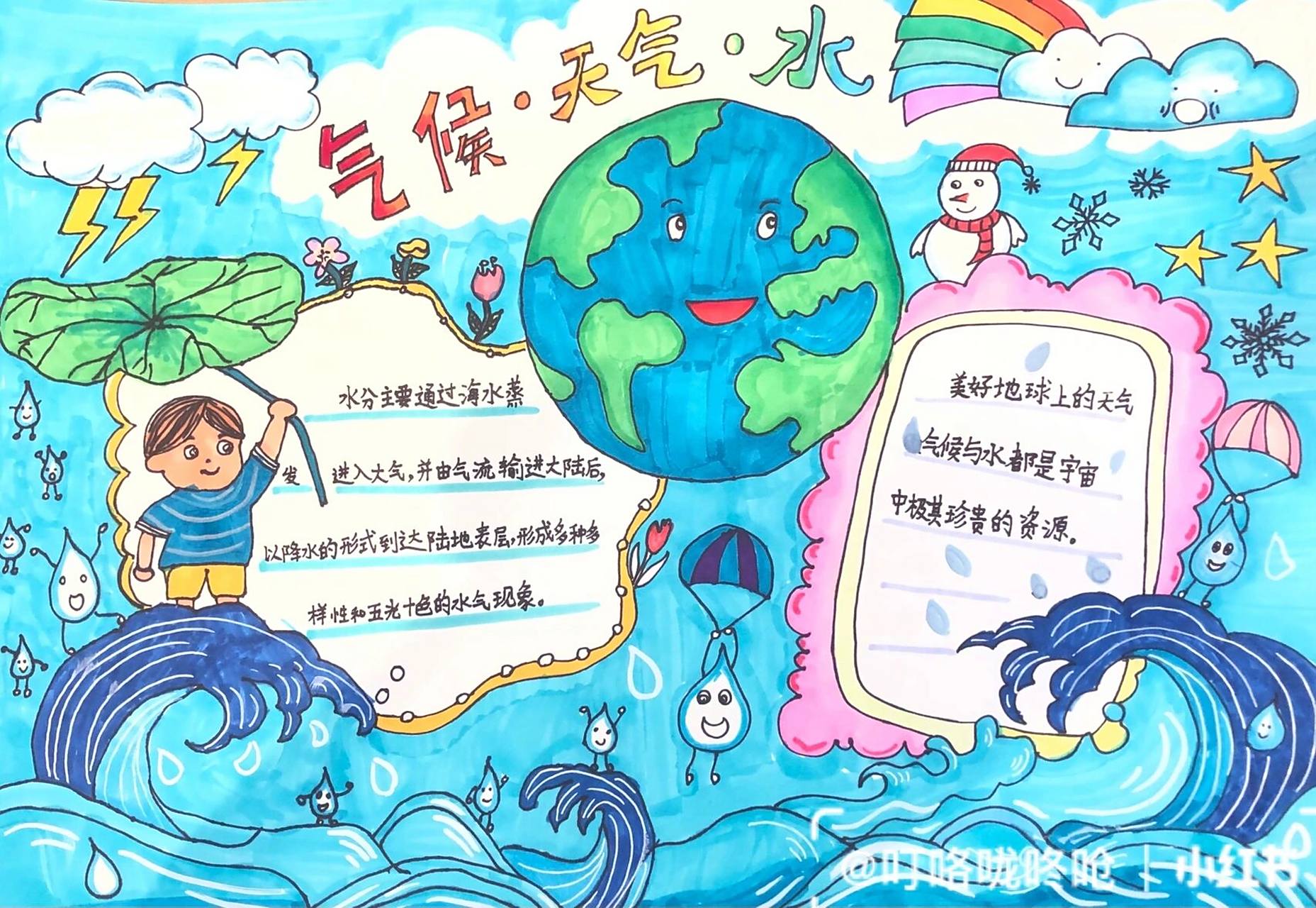 气象小报 小朋友完成的手抄报 气候 天气 水 	 气象手抄报