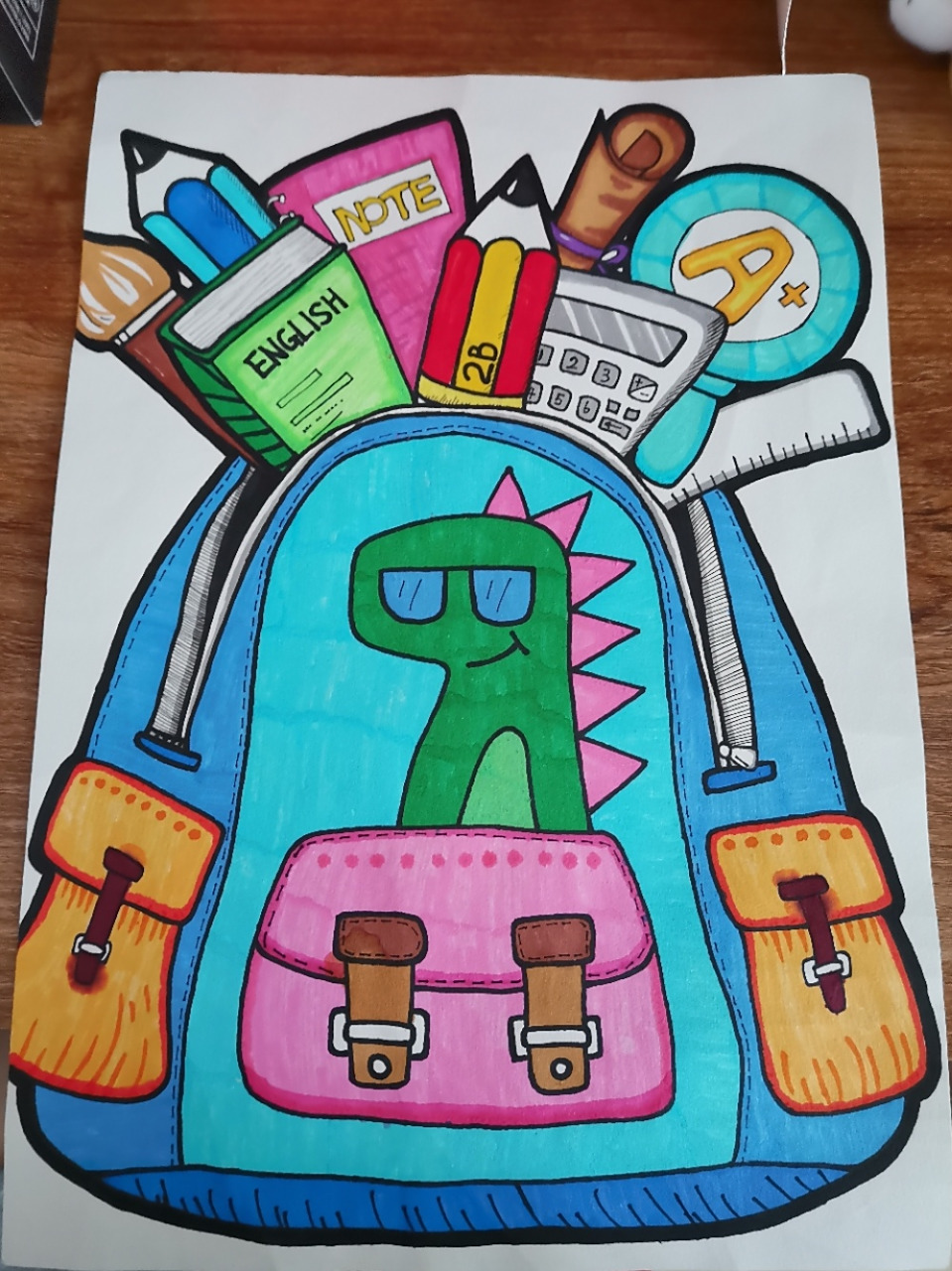 学习绘画～书包 参照图6画的