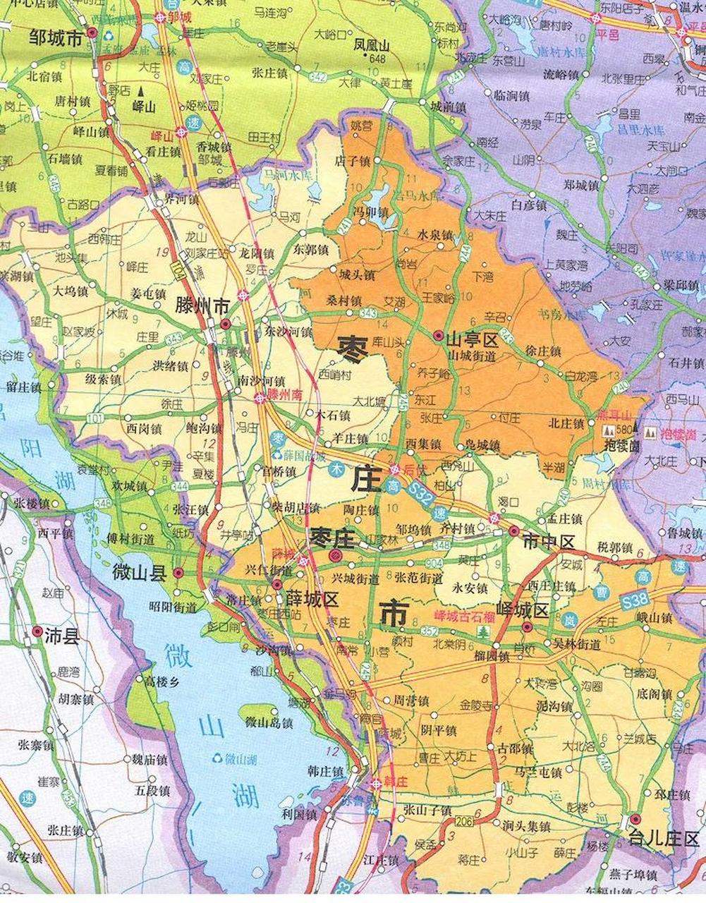 济宁市微山县把枣庄市堵的死死的,只给滕州市留了一点点湖岸,微山湖