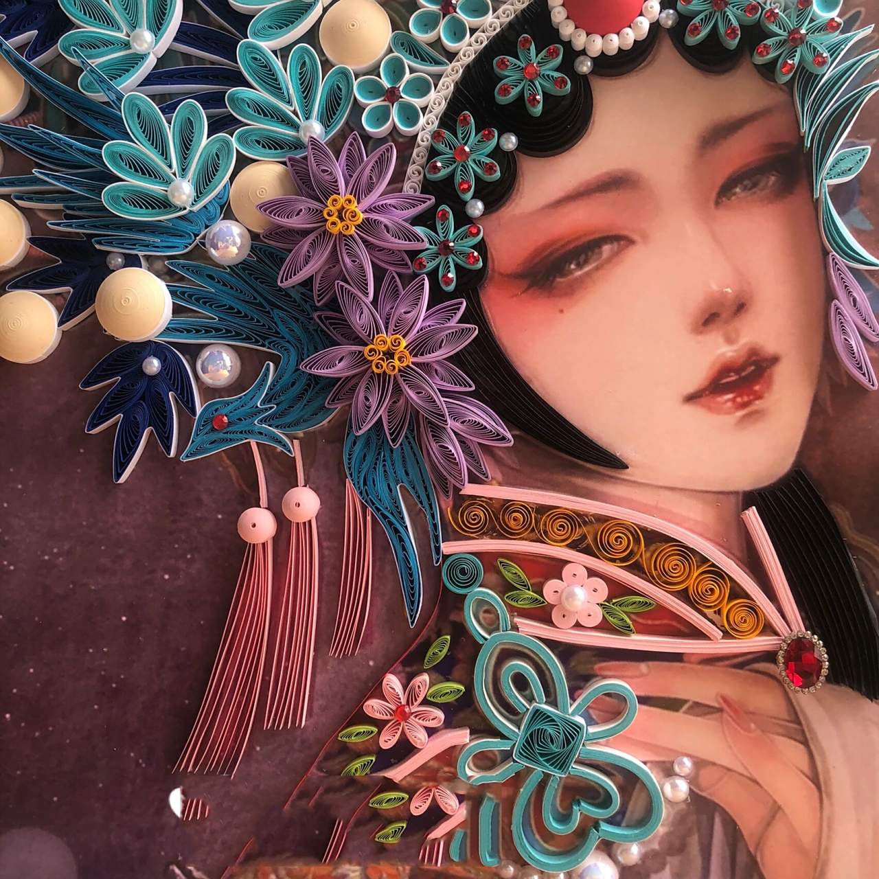手工衍纸作品 就叫《蓝姬》吧 京剧花旦衍纸作品