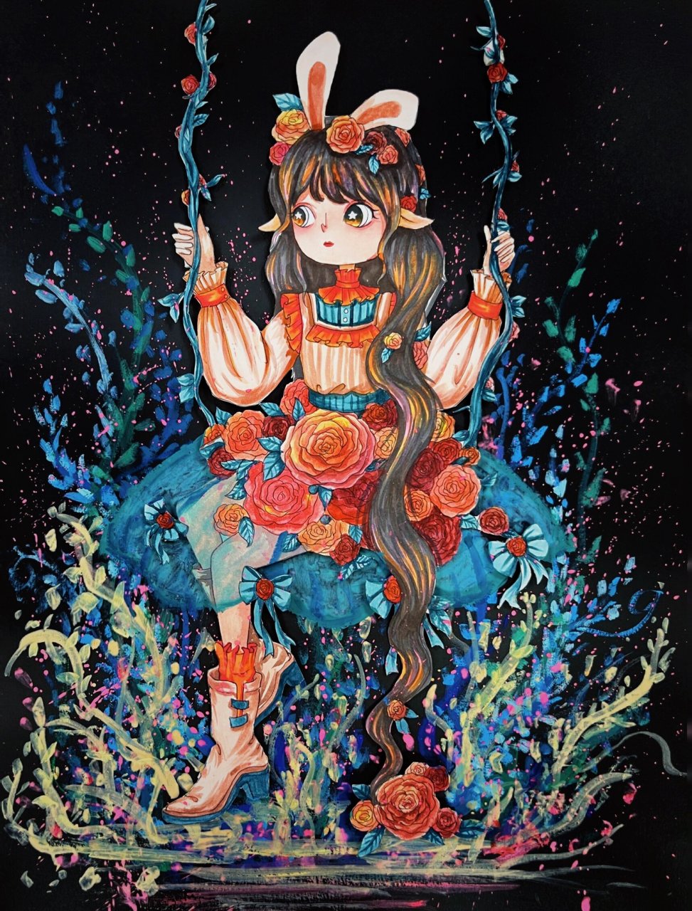 小精灵马克笔 水彩 水粉动漫人物插画