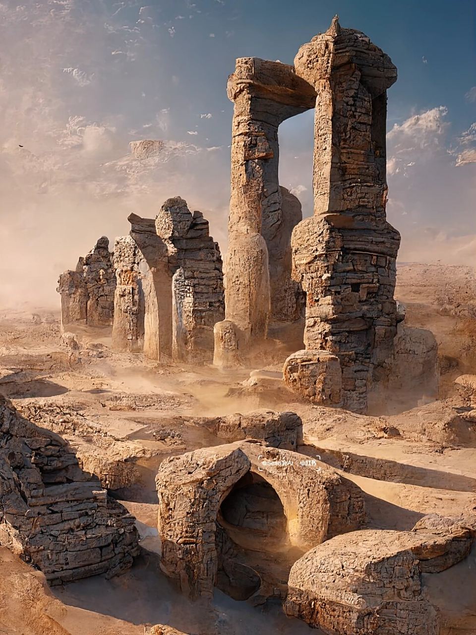 ai数字创作|鬼吹灯系列之精绝古城 真实存在的精绝古城遗址为现在新疆