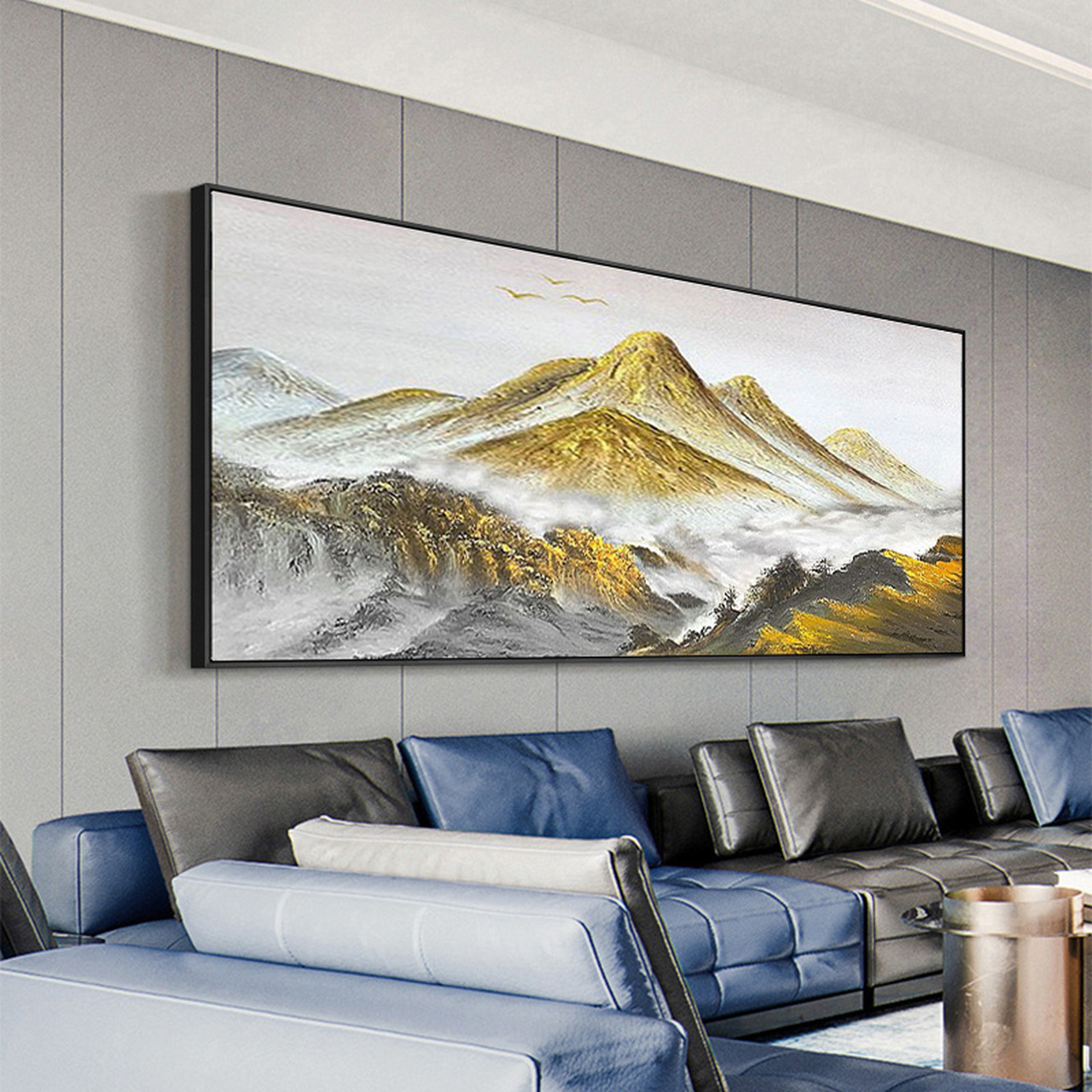 纯手绘油画【金山】黄色风景装饰画背有靠山  《金山》 背靠金山,胜券