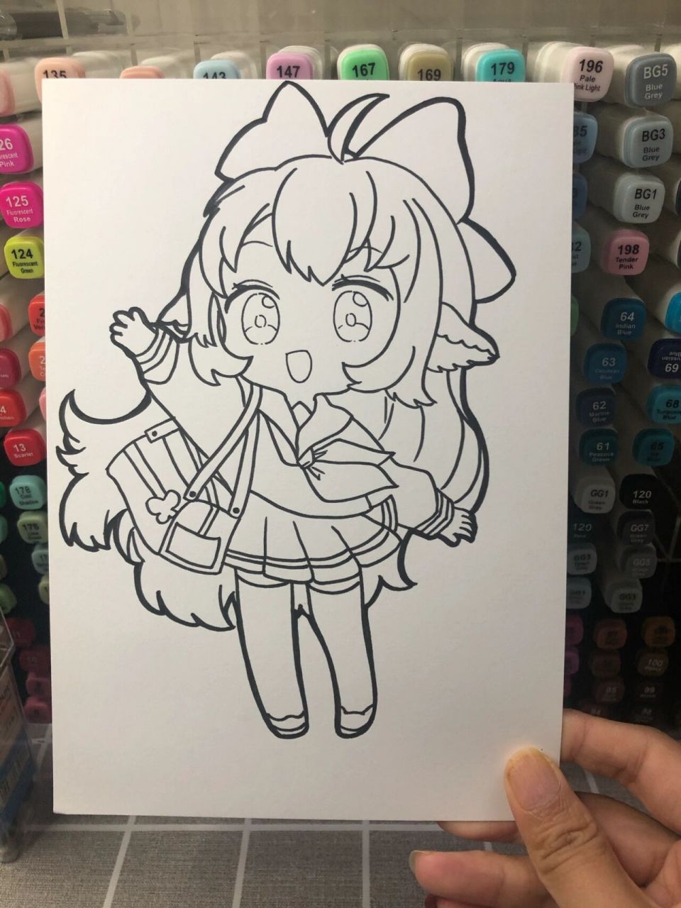 38/100 q版动漫女生人物61线稿 临摹请标明出处 9215 马克笔