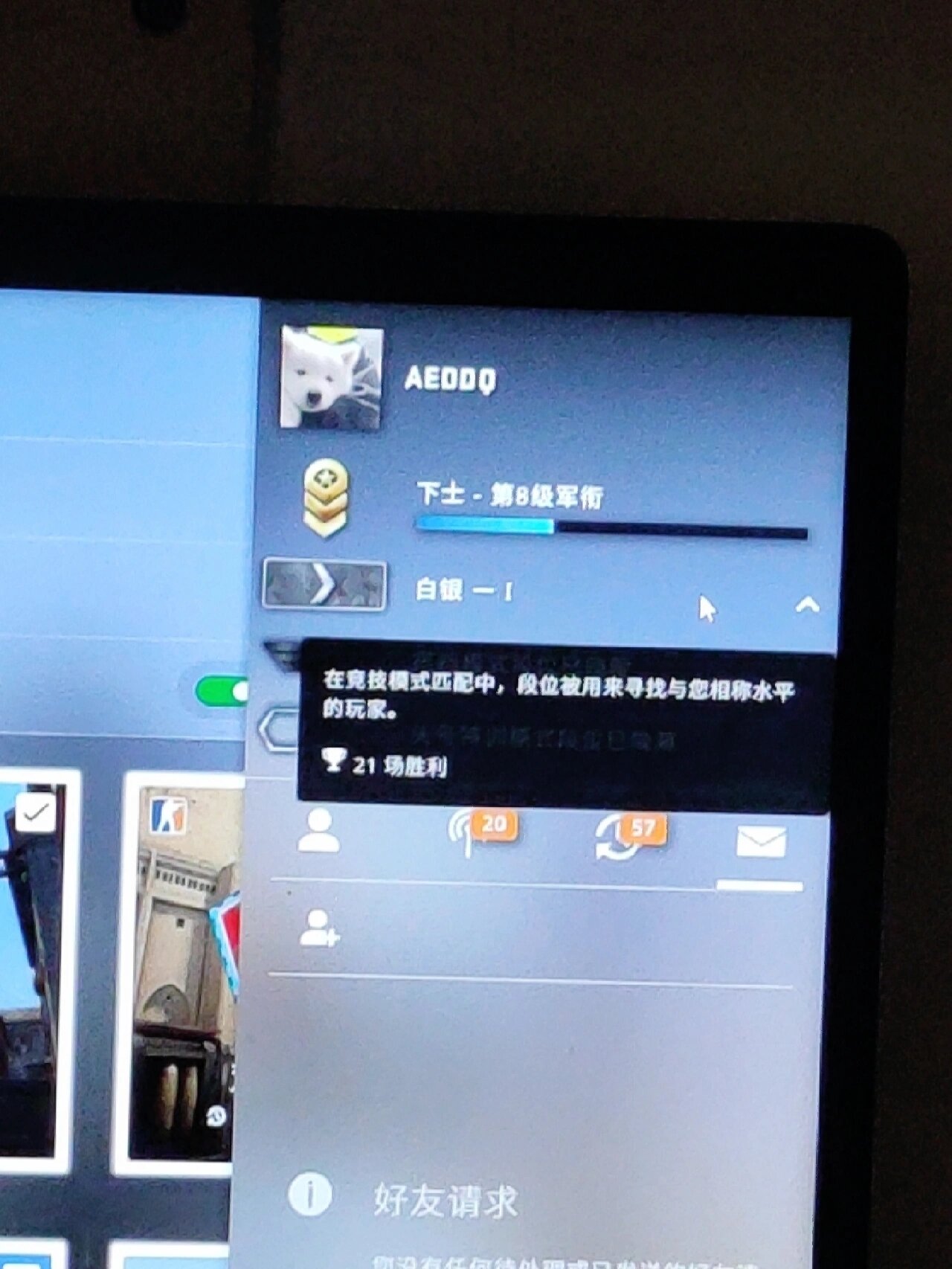 csgo国际服怎么看段位分呀 只显示局数,又不显示段位分,想看看还差几