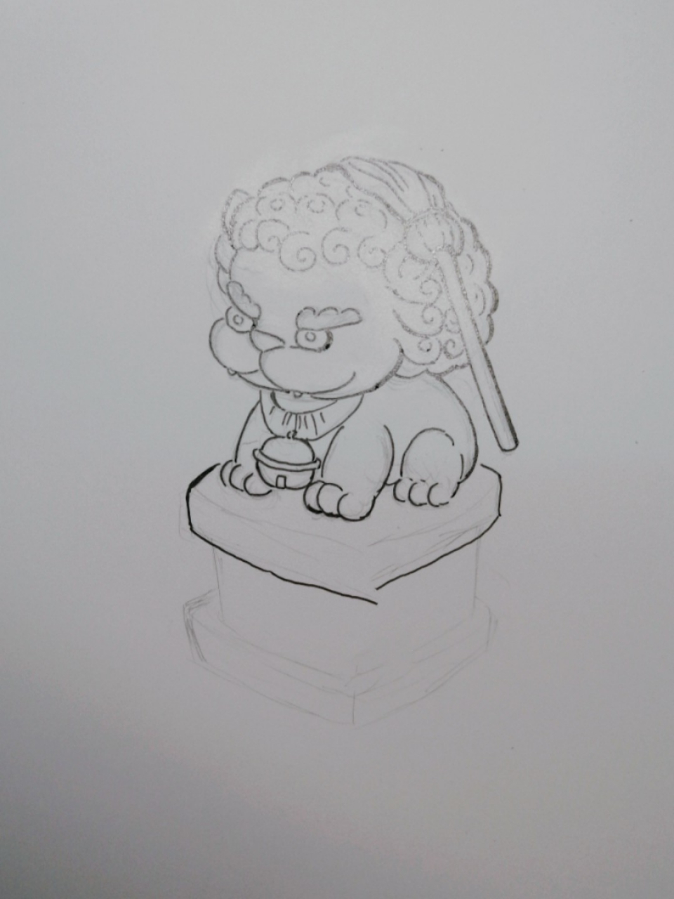 简笔画练习2—/石狮子的新造型/ 努力打卡