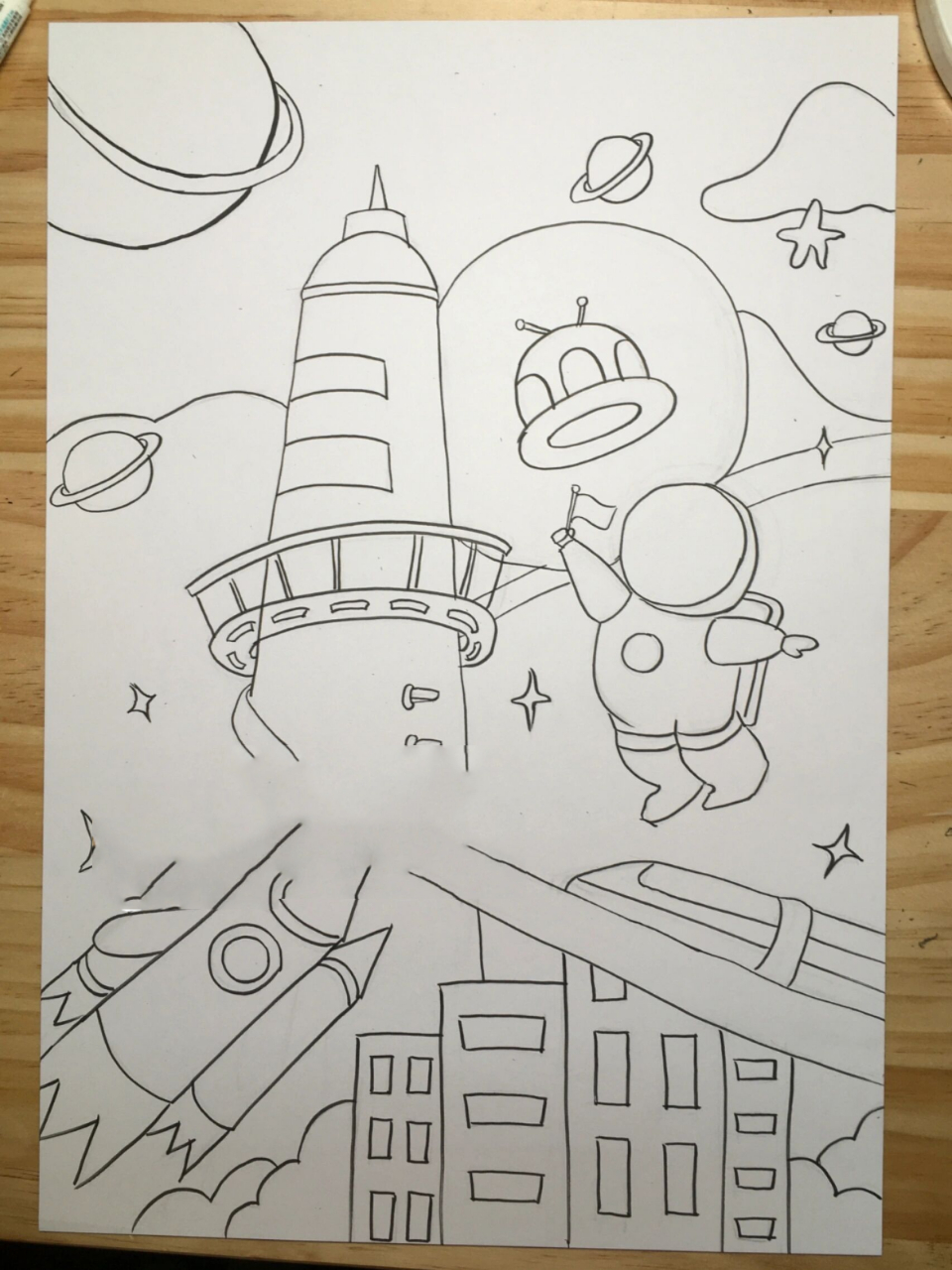 科幻画|宇宙飞船|太空|科技发展 临摹作品
