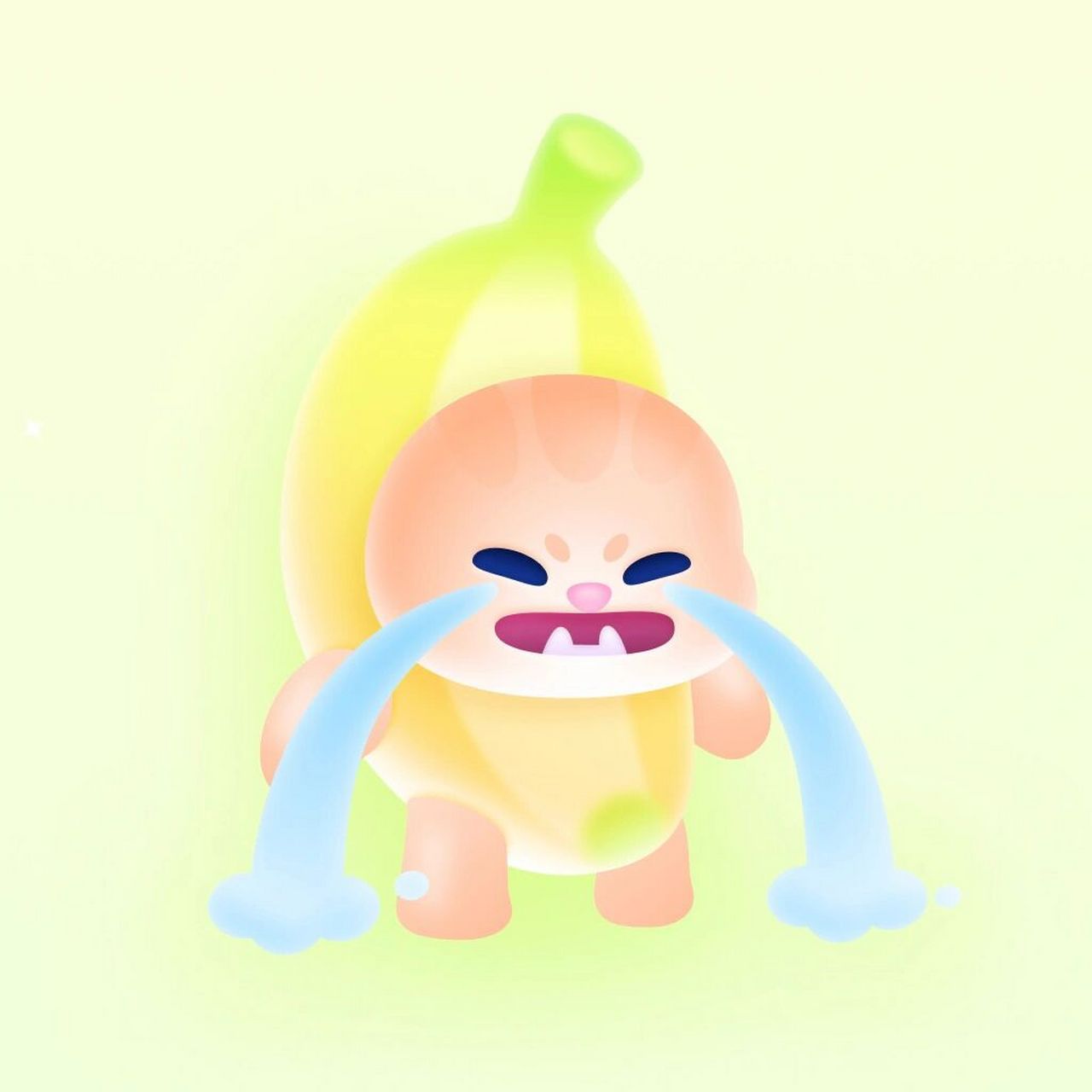 79原创插画|15右滑让香蕉猫大哭 用figma画了只心碎的香蕉猫,像不