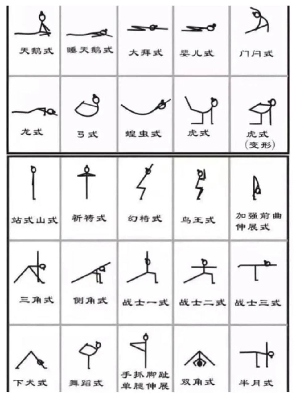 全网最全60个瑜伽体式小人图/简笔画 画瑜伽小人是瑜伽达人的必备技能