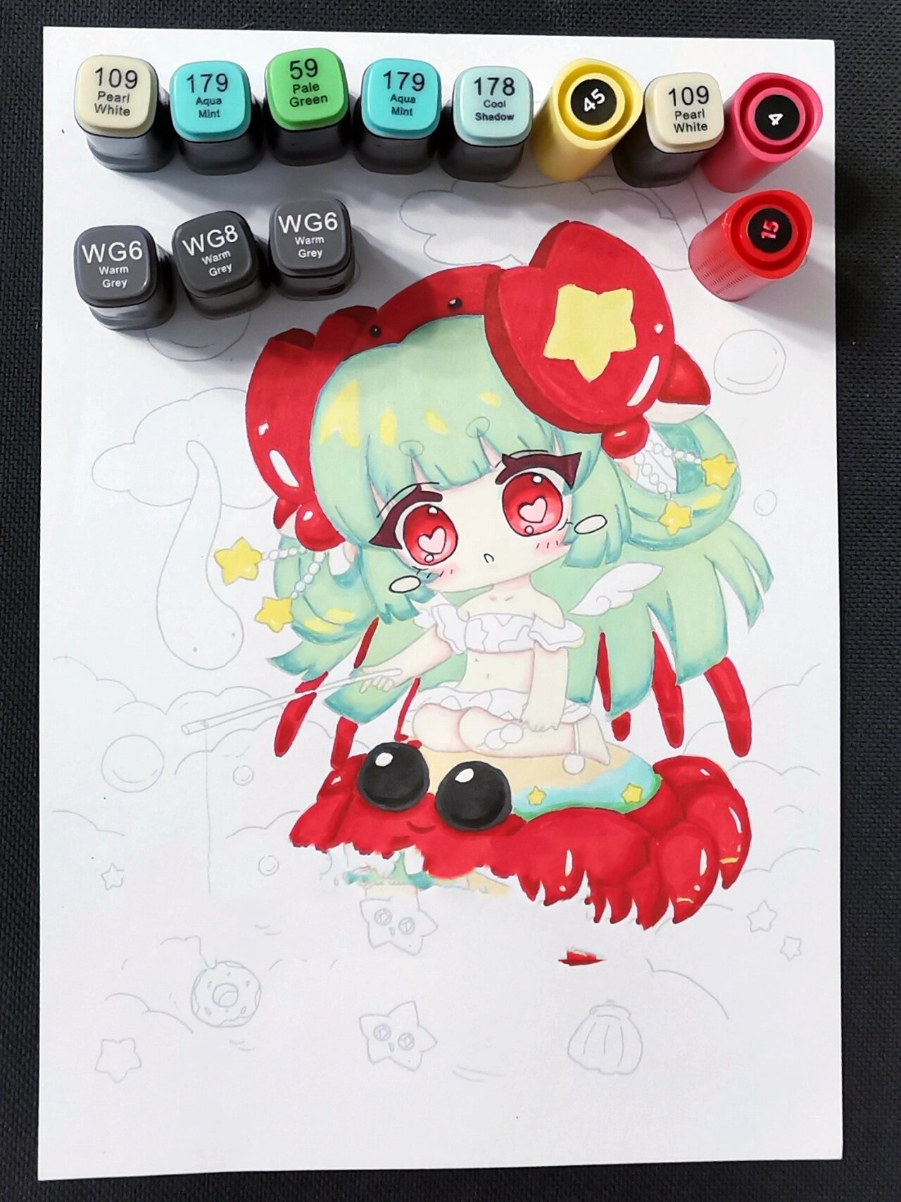 十二星座巨蟹座女孩原创手绘简笔画画的日常