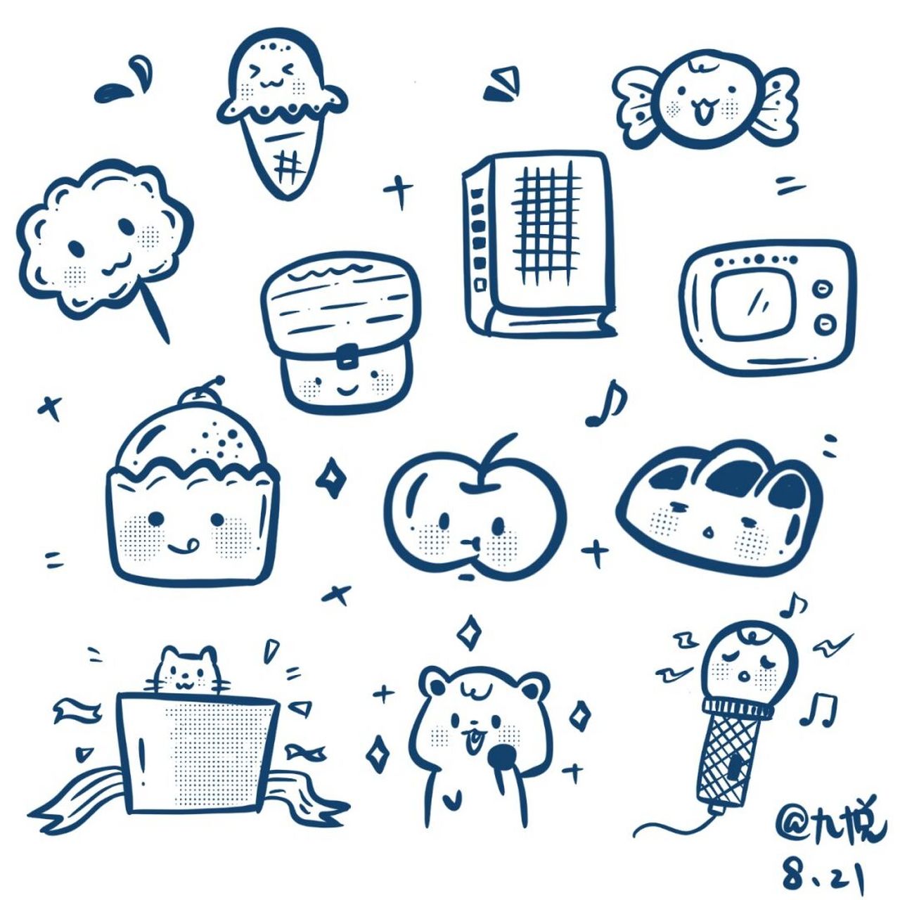 黑白简笔画|萌物 跟书练习 #每日一画