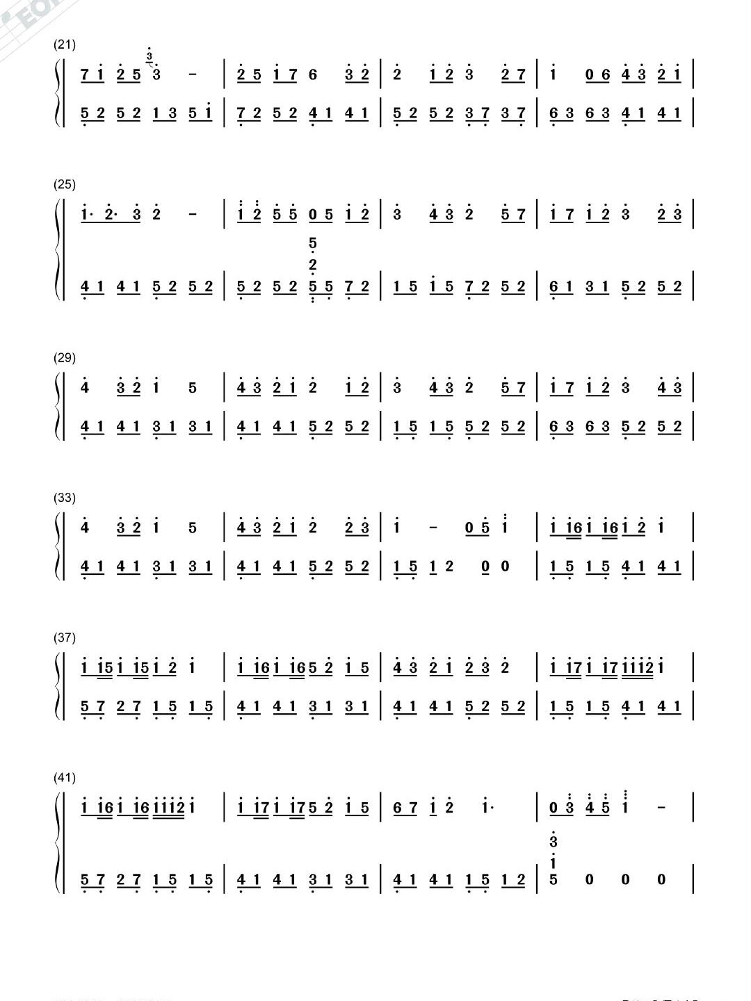 爆米花歌谱数字谱图片