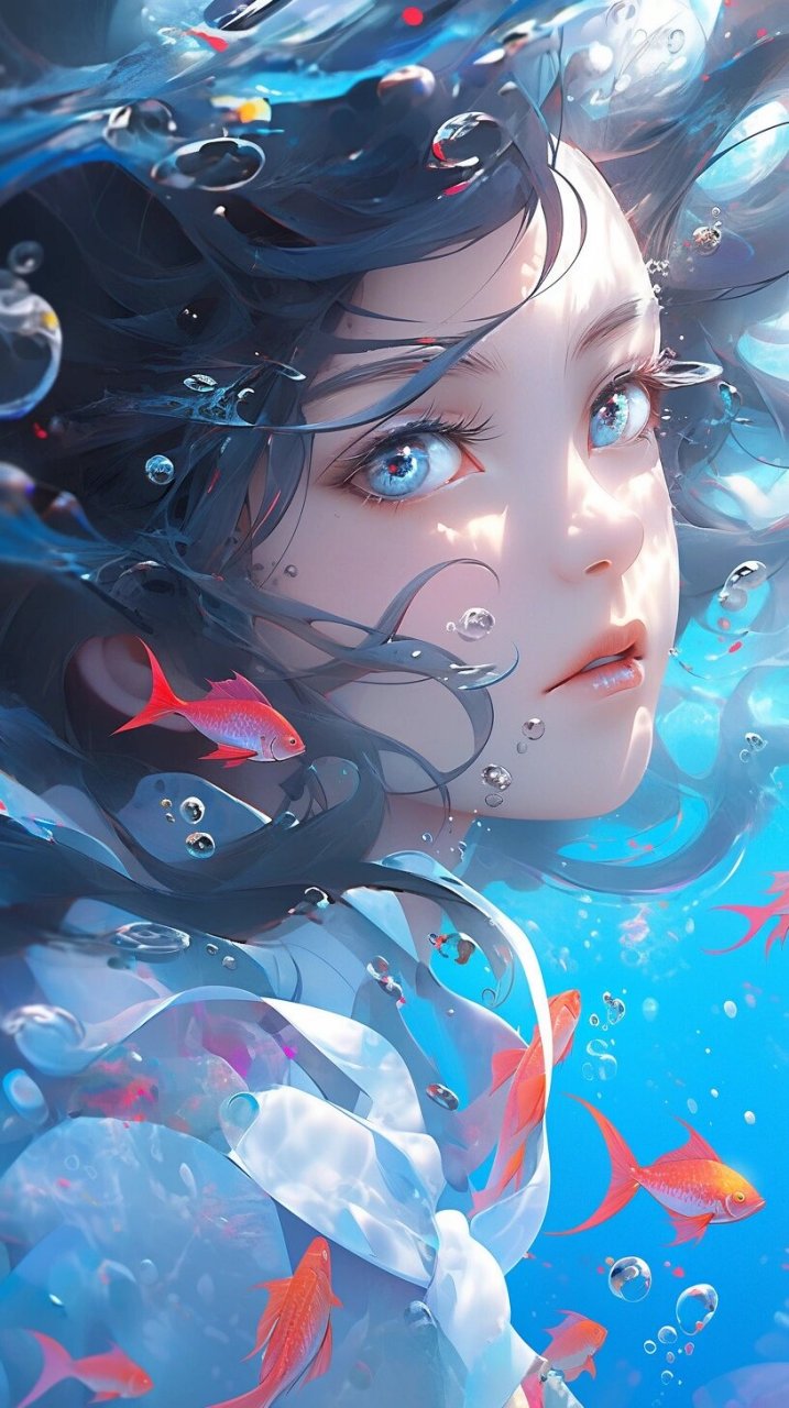 水中少女壁纸|头像 在凝固的湖水中,你看到自己心底的湖泊,轻盈地流淌