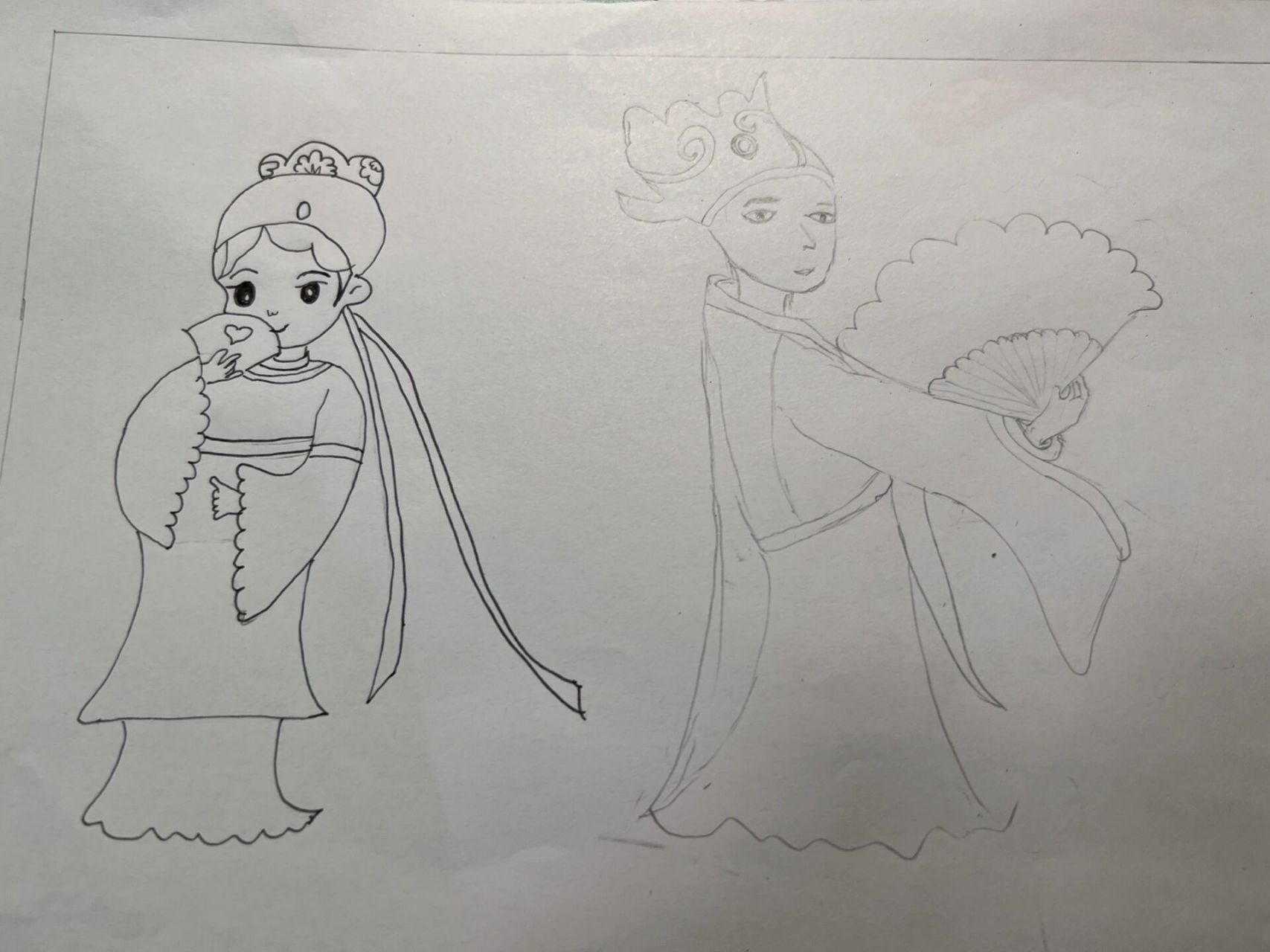 q版梁山伯祝英台 二年级画画作业,晚上和儿子翻遍全网加上自己的一点