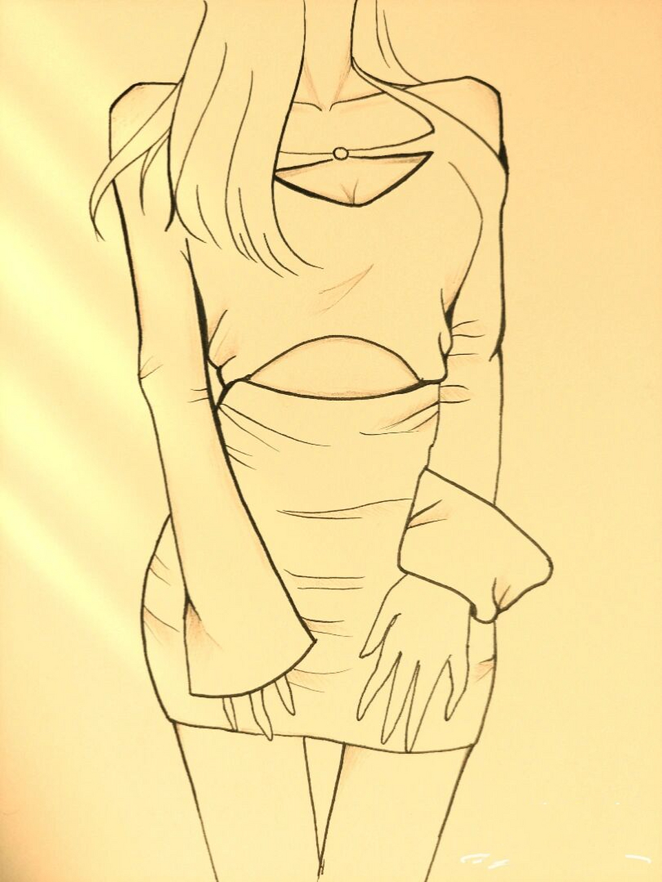 美女黑白简笔画#绘画教程20(附过程) 辣妹黑白简笔画74绘画过程